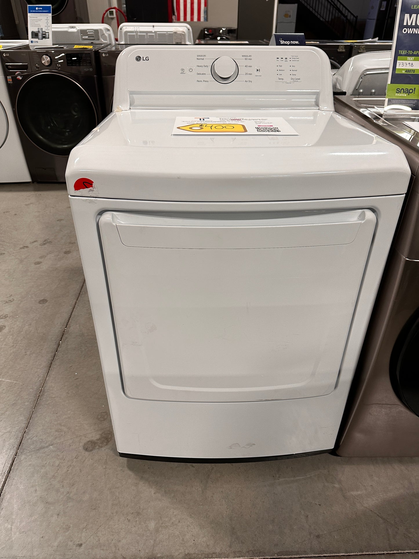 LG - 7.3 Cu. Ft. Smart Electric Dryer with Sensor Dry - White MODEL:DLE6100W DRY12507