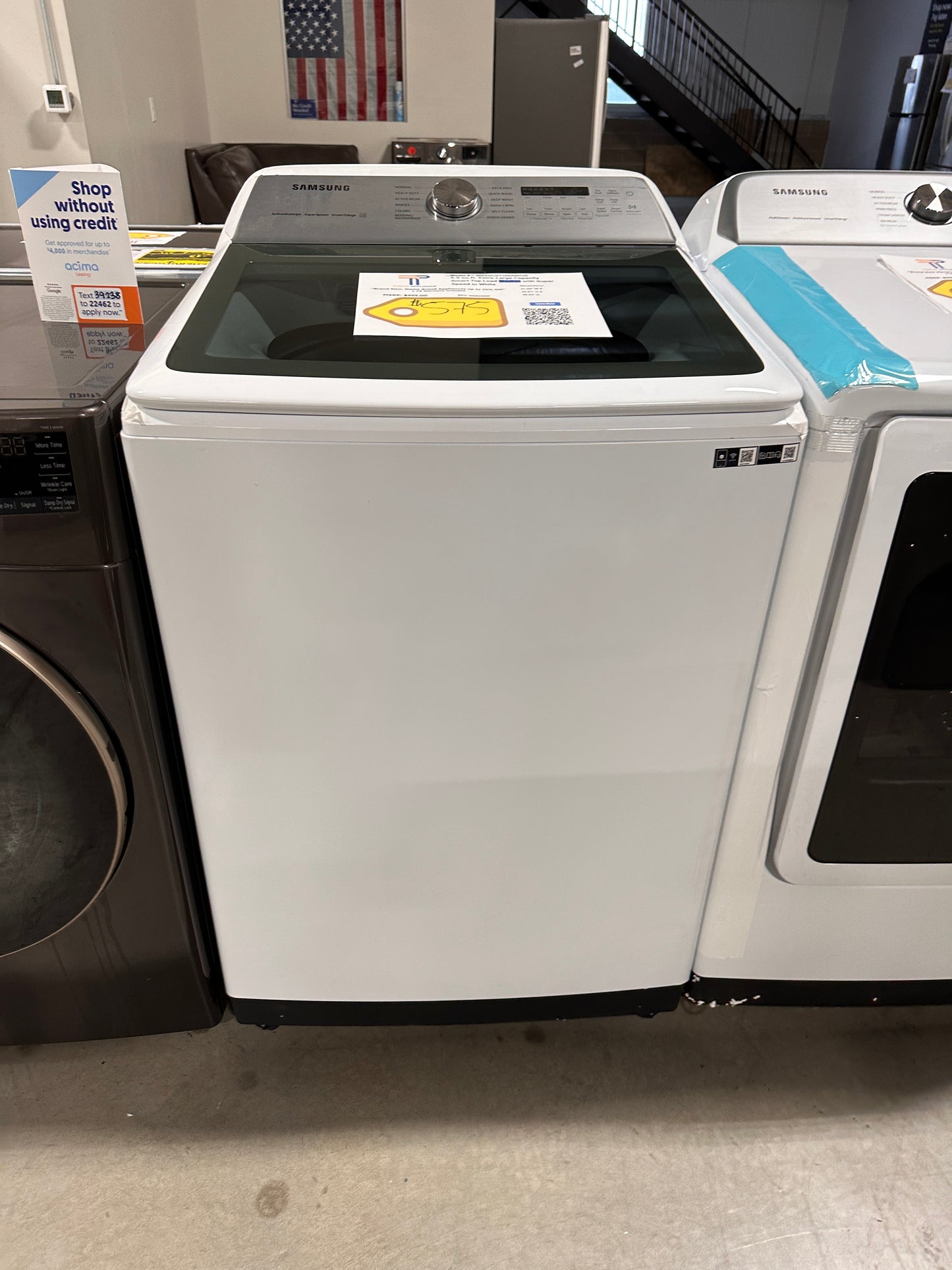 NEW SAMSUNG TOP LOAD WASHER WITH SUPER SPEED WASH MODEL:WA55CG7100AWUS WAS13222