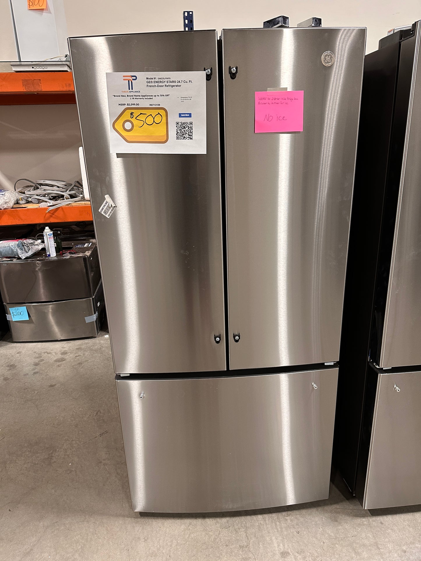 Discounted French Door Refrigerator - Stainless Steel Ice Maker does not work. MODEL:GNE25JYKFS REF13109