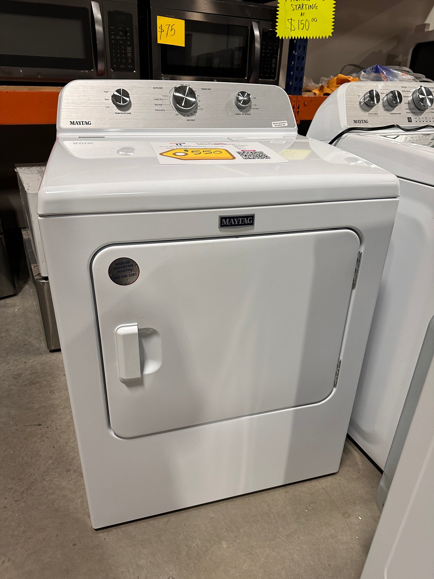 New Maytag - 7.0 Cu. Ft. Electric Dryer with Wrinkle Prevent - White MODEL:MED4500MW DRY12543