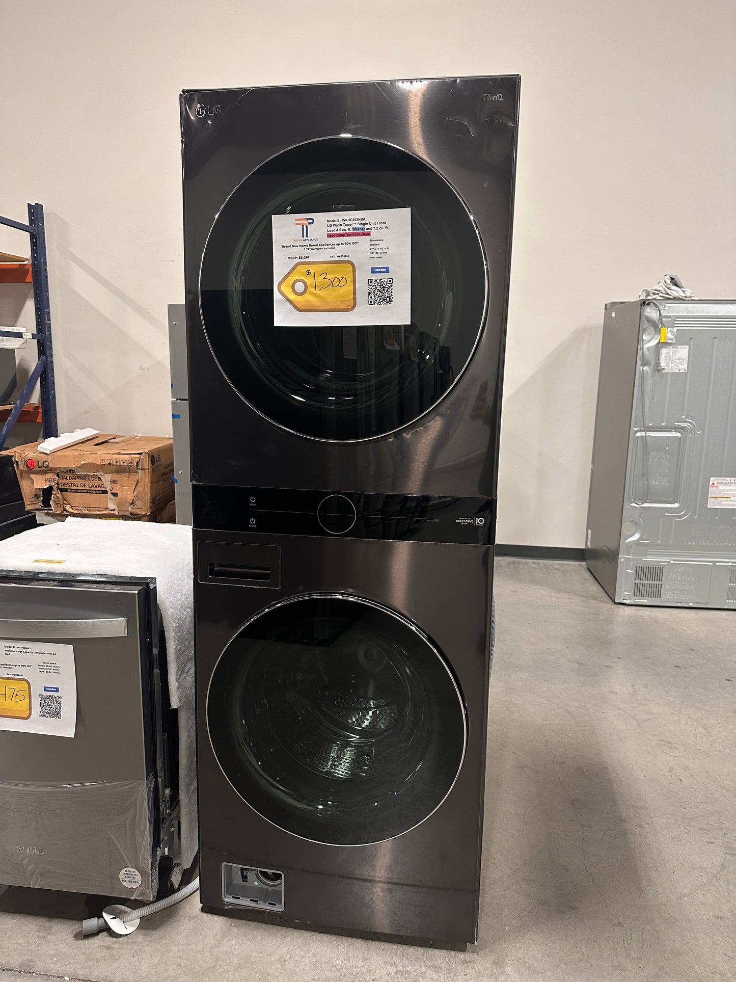 GORGEOUS NEW LG ELECTRIC DRYER WASHTOWER - STACKED LAUNDRY SET - MODEL:WKHC202HBA WAS13166