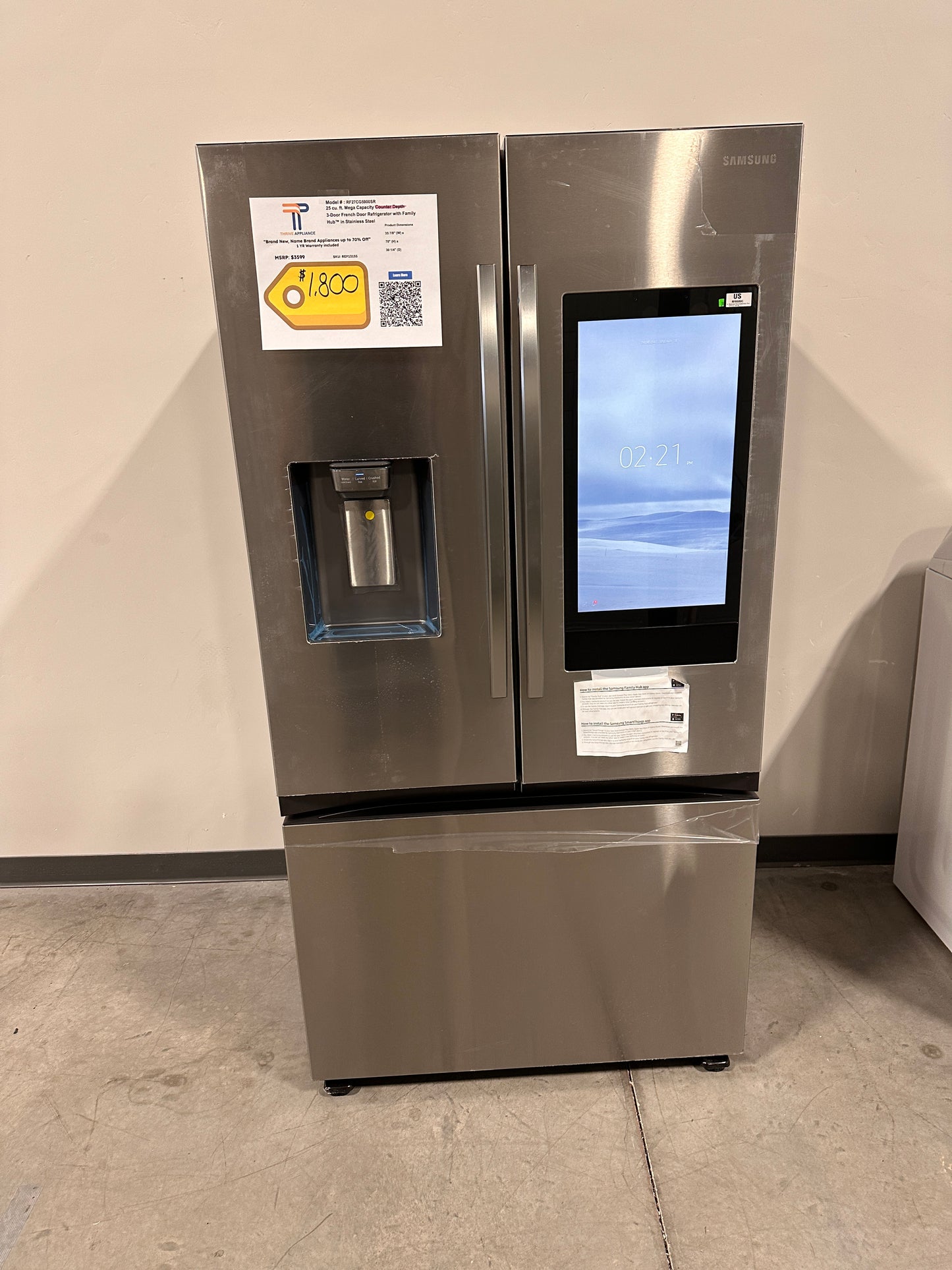NEW COUNTER DEPTH SAMSUNG 3-DOOR FRENCH DOOR REFRIGERATOR MODEL:RF27CG5900SR REF13155
