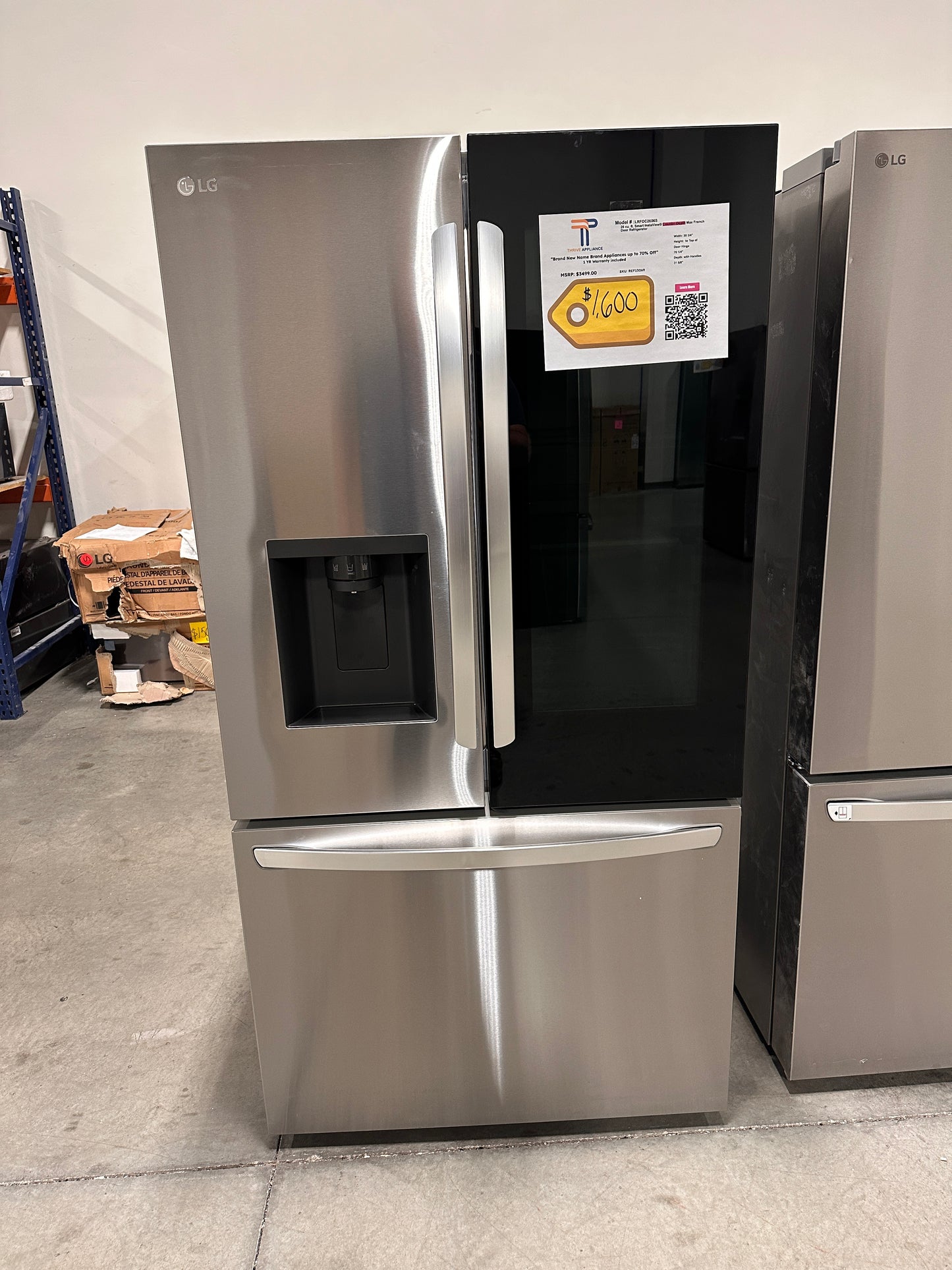 COUNTER DEPTH FRENCH DOOR LG REFRIGERATOR MODEL: LRFOC2606S REF13069