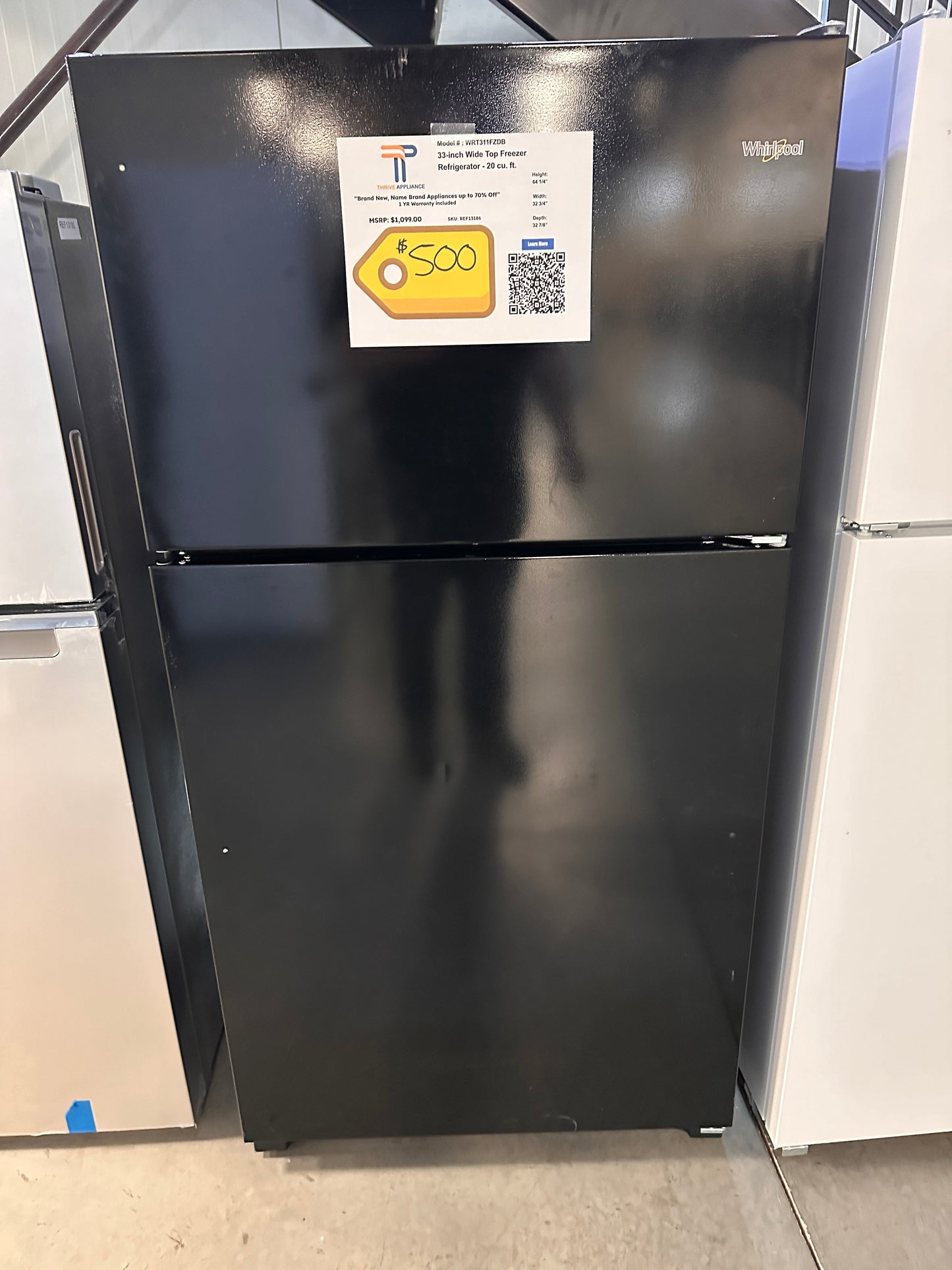 NEW WHIRLPOOL TOP FREEZER REFRIGERATOR MODEL: WRT311FZDB REF13186