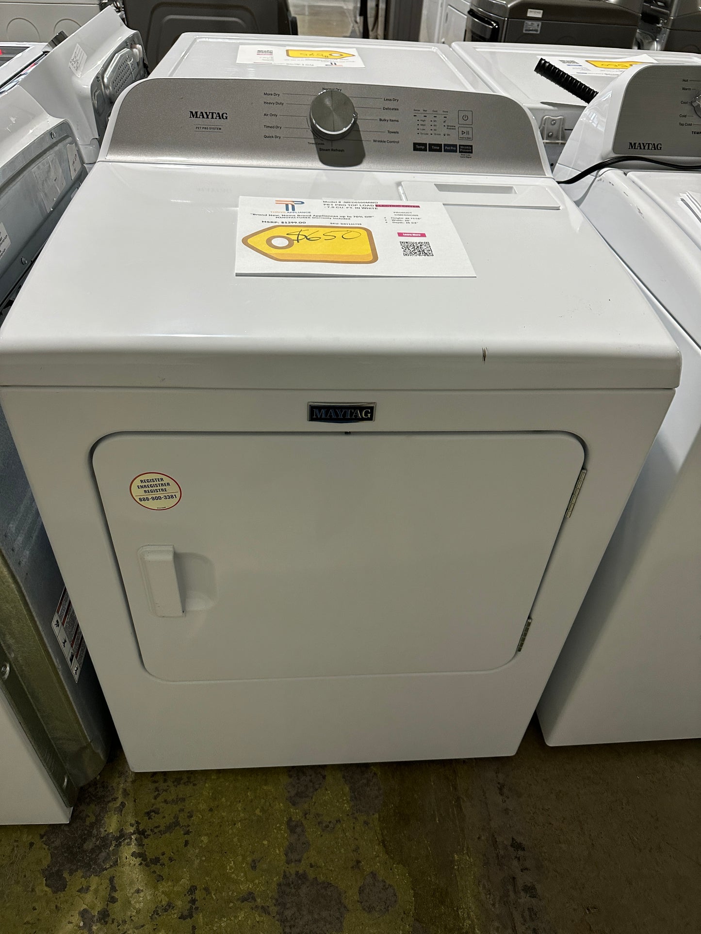 GREAT NEW MAYTAG ELECTRIC DRYER with PET PRO SYSTEM MODEL: MED6500MW DRY12179S