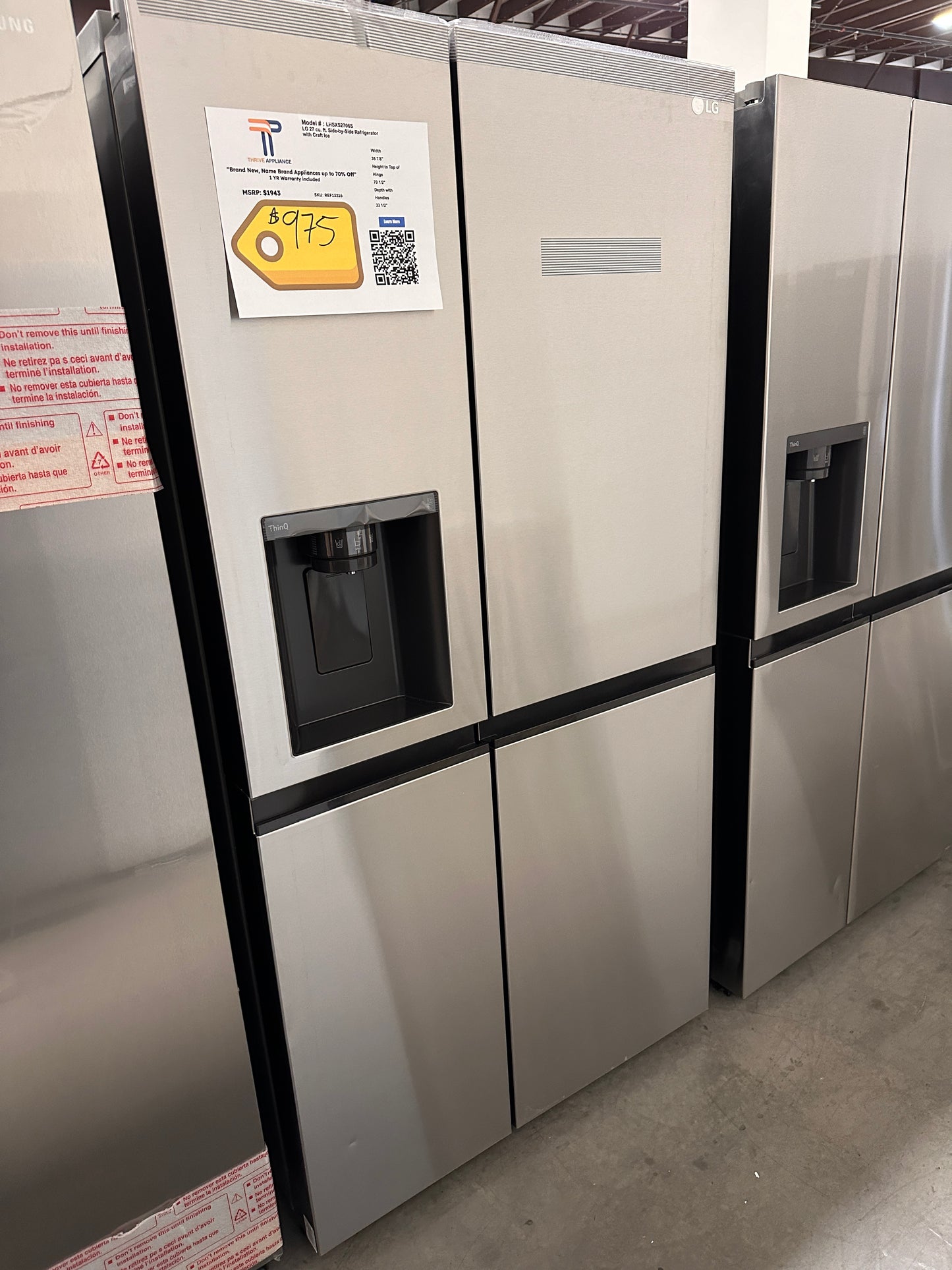 GREAT NEW LG SIDE BY SIDE REFRIGERATOR MODEL: LHSXS2706S REF13216