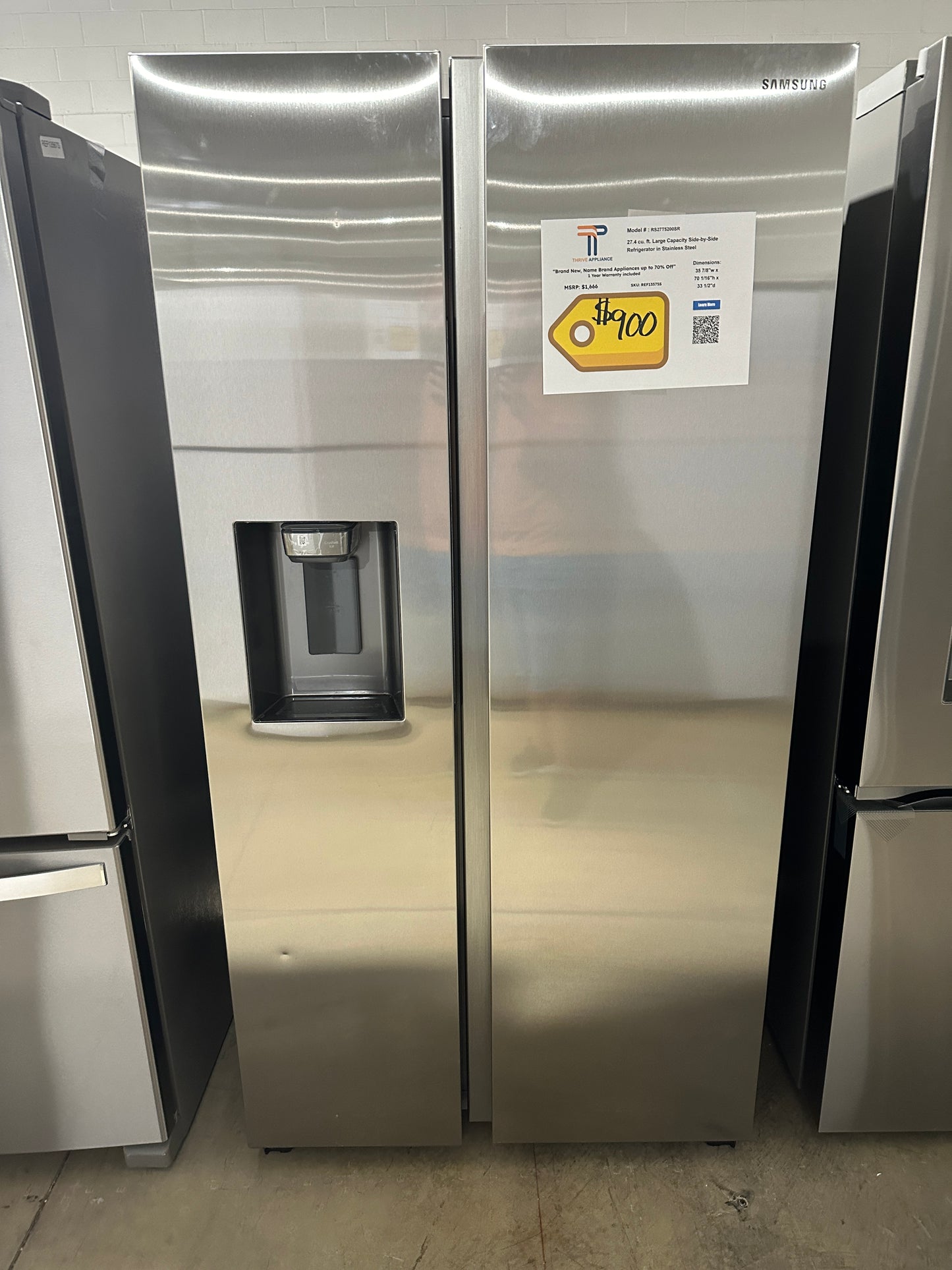 GREAT NEW SAMSUNG SIDE BY SIDE REFRIGERATOR MODEL: RS27T5200SR REF13575S