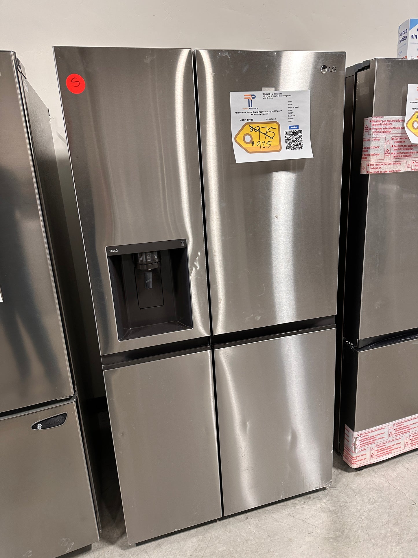 GREAT NEW LG STAINLESS STEEL REFRIGERATOR MODEL: LHSXS2706S REF13167
