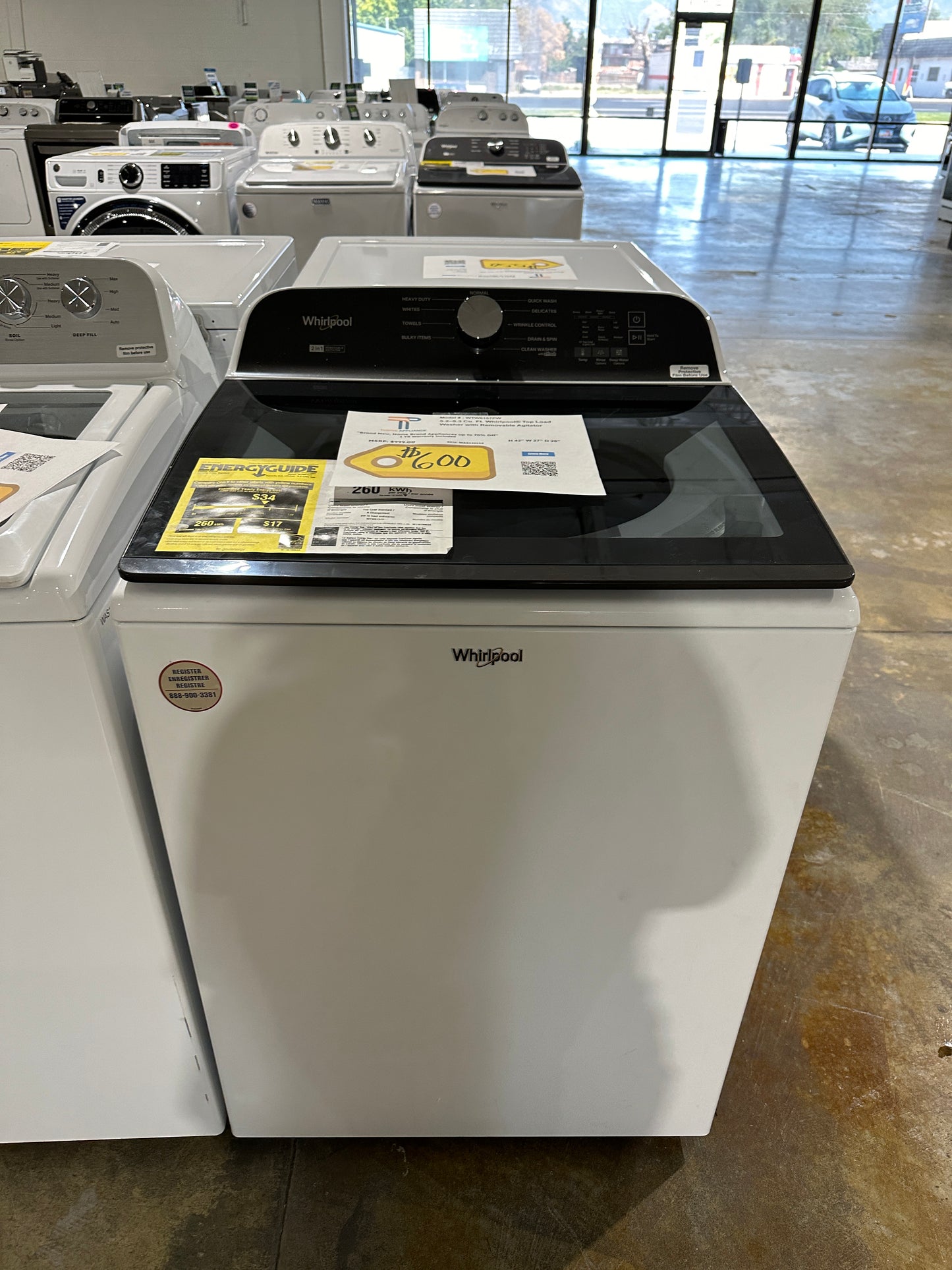 GREAT NEW WHIRLPOOL TOP LOAD WASHER with REMOVABLE AGITATOR MODEL: WTW6157PW WAS12215S