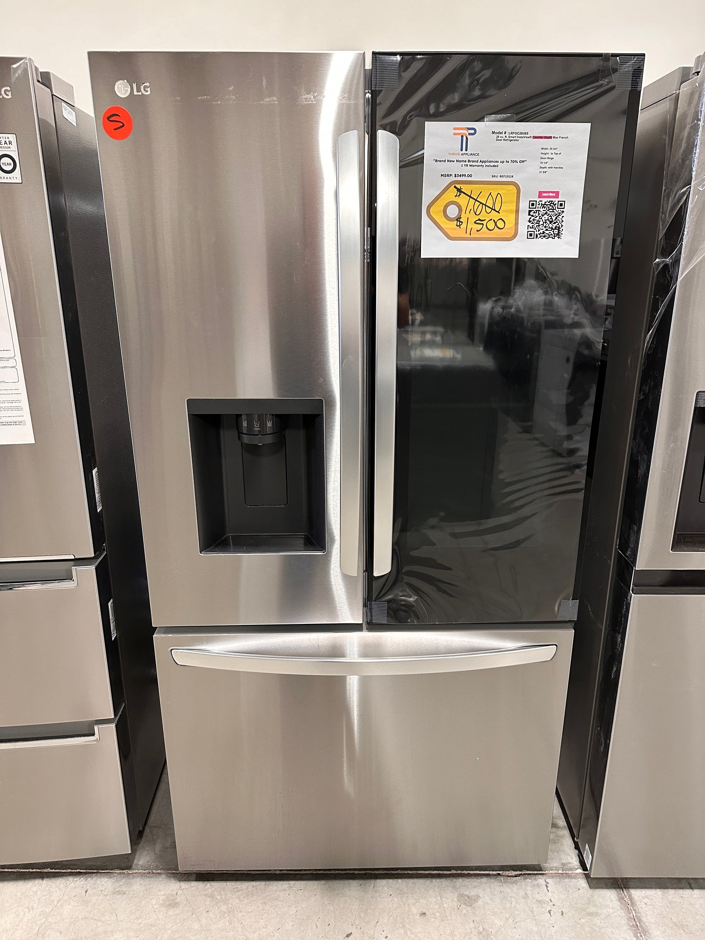 COUNTER DEPTH NEW LG INSTAVIEW REFRIGERATOR MODEL: LRFOC2606S REF13118