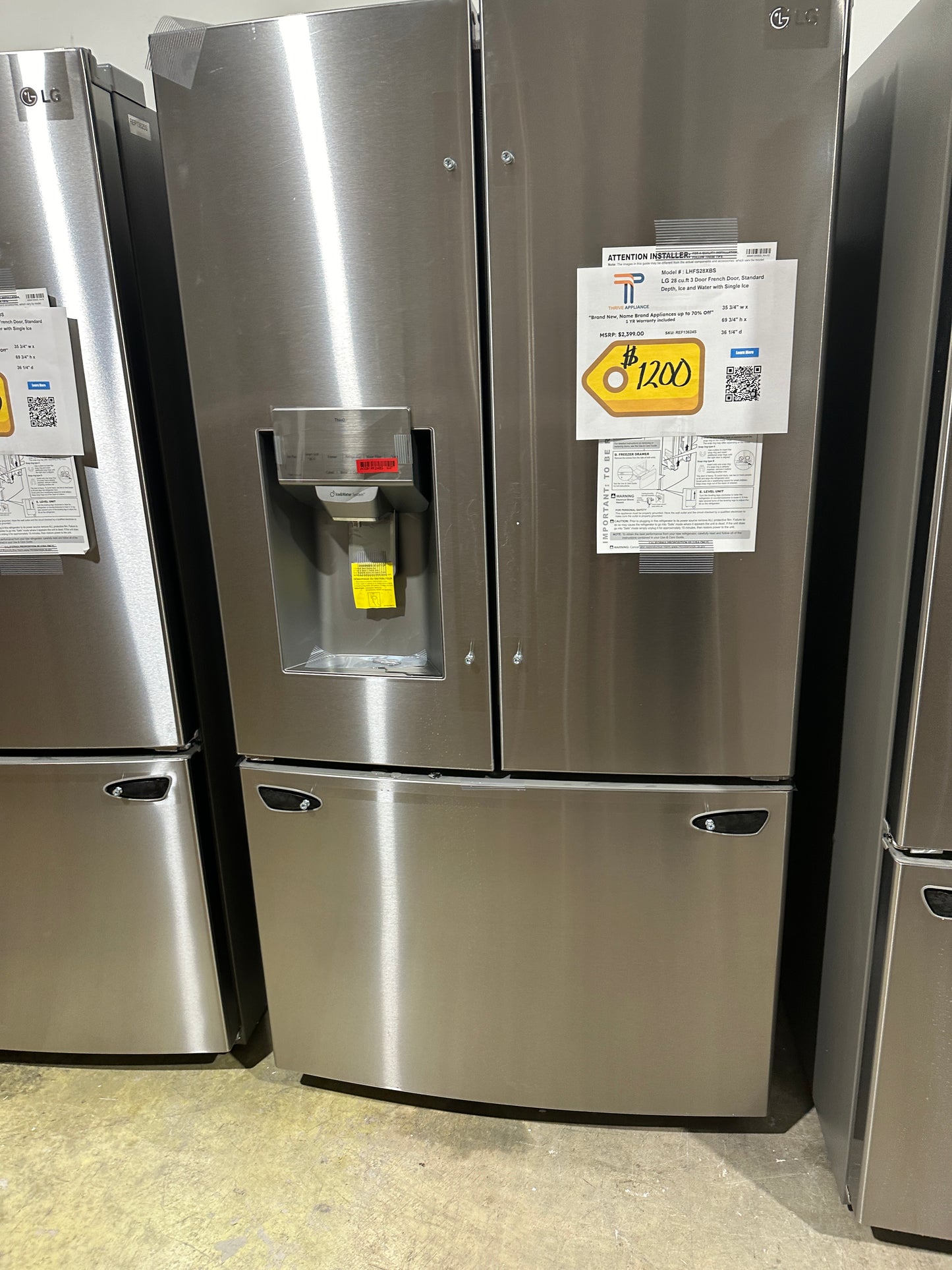 NEW LG REFRIGERATOR with EXTERNAL ICE and WATER MODEL: LHFS28XBS REF13624S