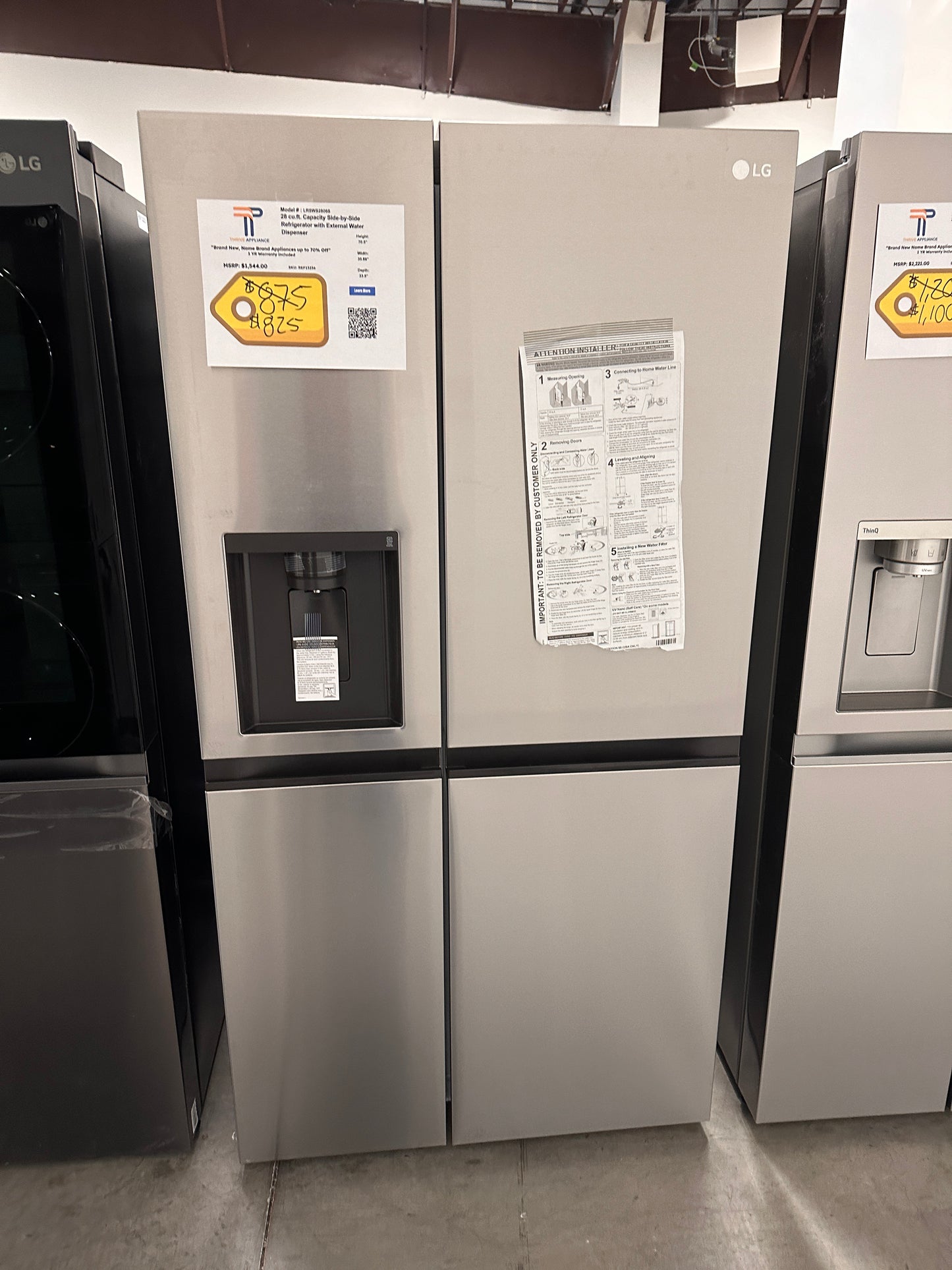 STAINLESS STEEL SIDE BY SIDE SMART REFRIGERATOR MODEL: LRSWS2806S REF13236