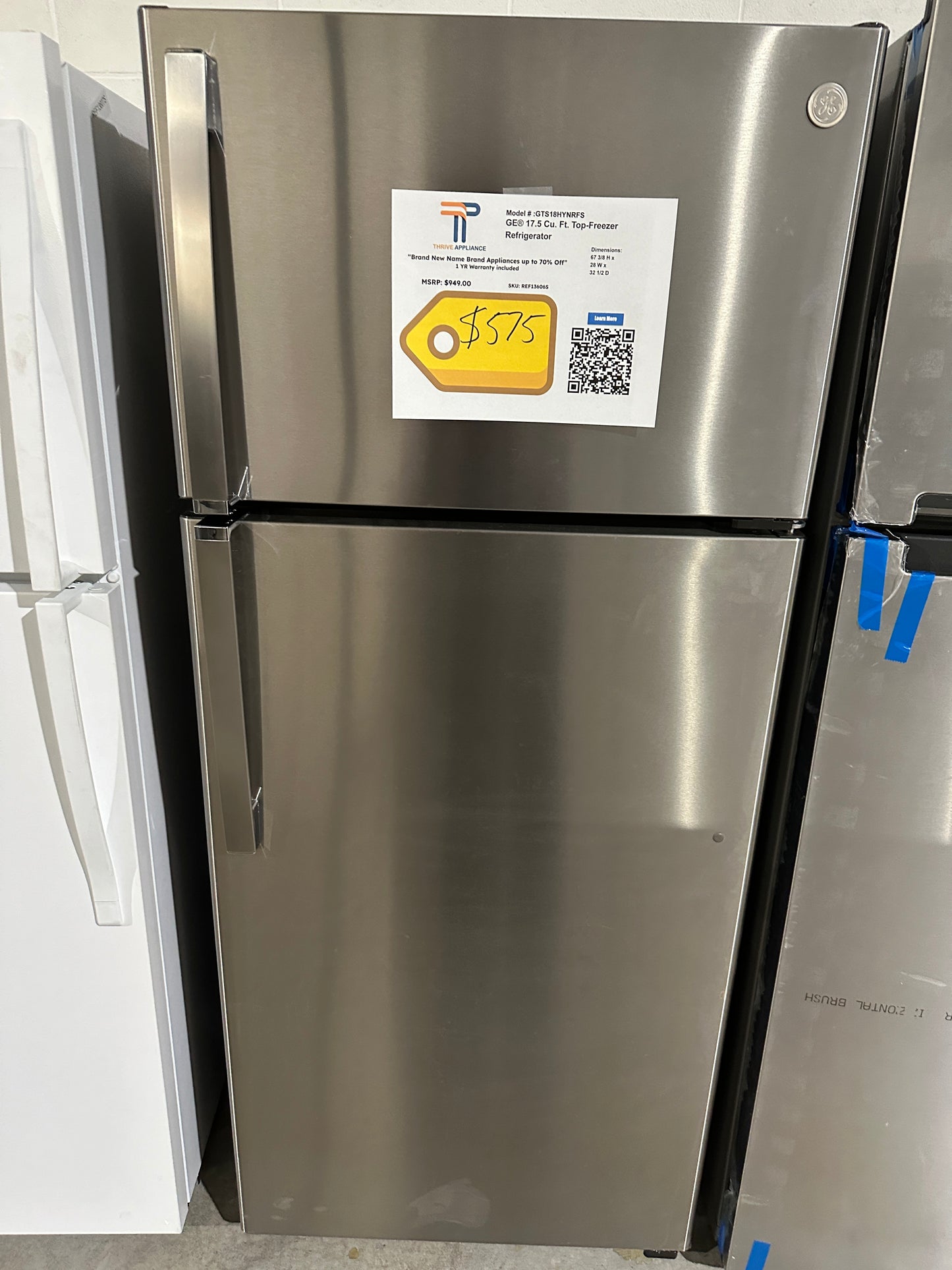 GREAT NEW GE GAAGE FRIDGE MODEL: GTS18HYNRFS REF13606S