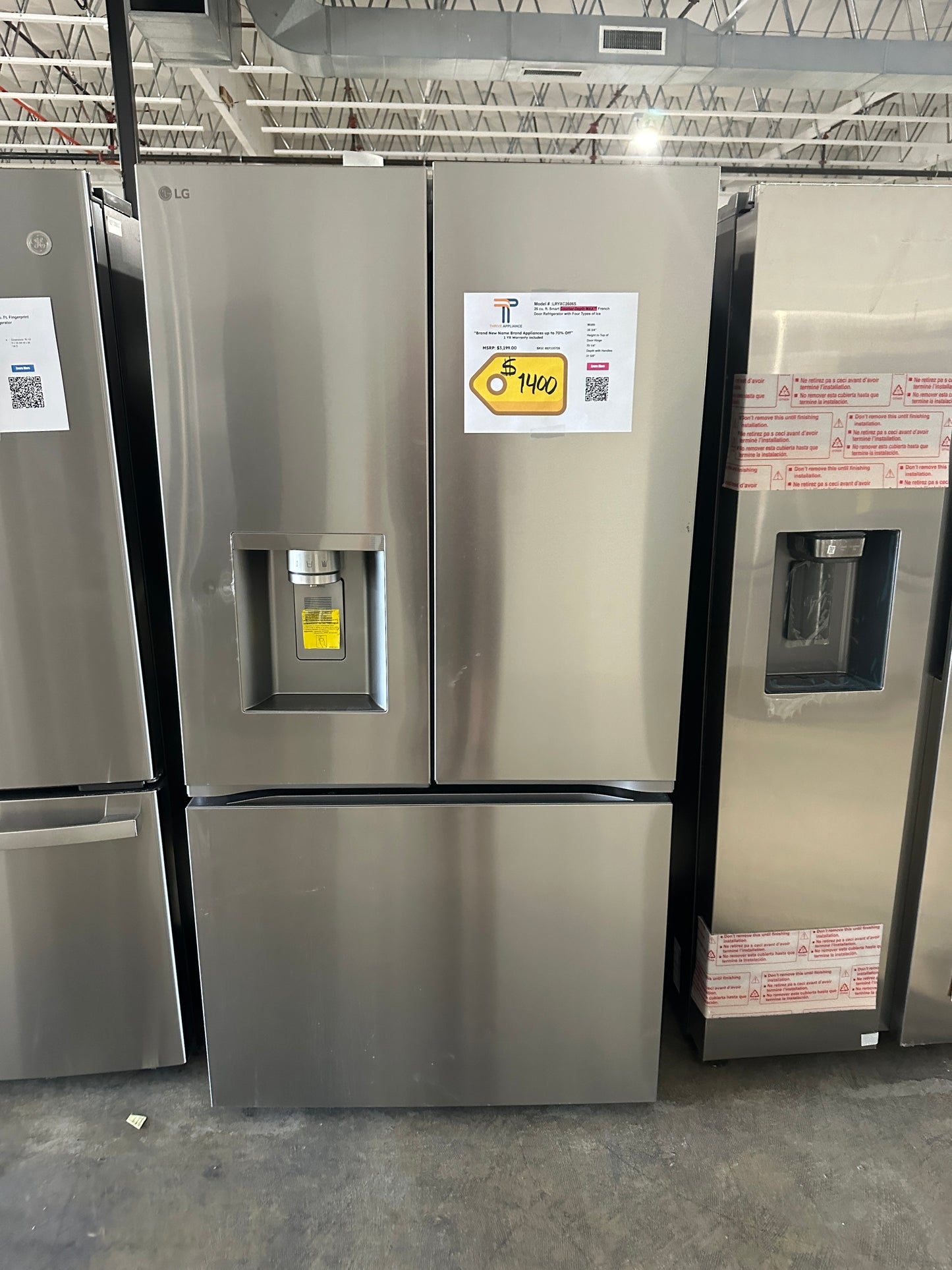 COUNTER DEPTH MAX NEW LG REFRIGERATOR MODEL: LRYXC2606S REF13572S