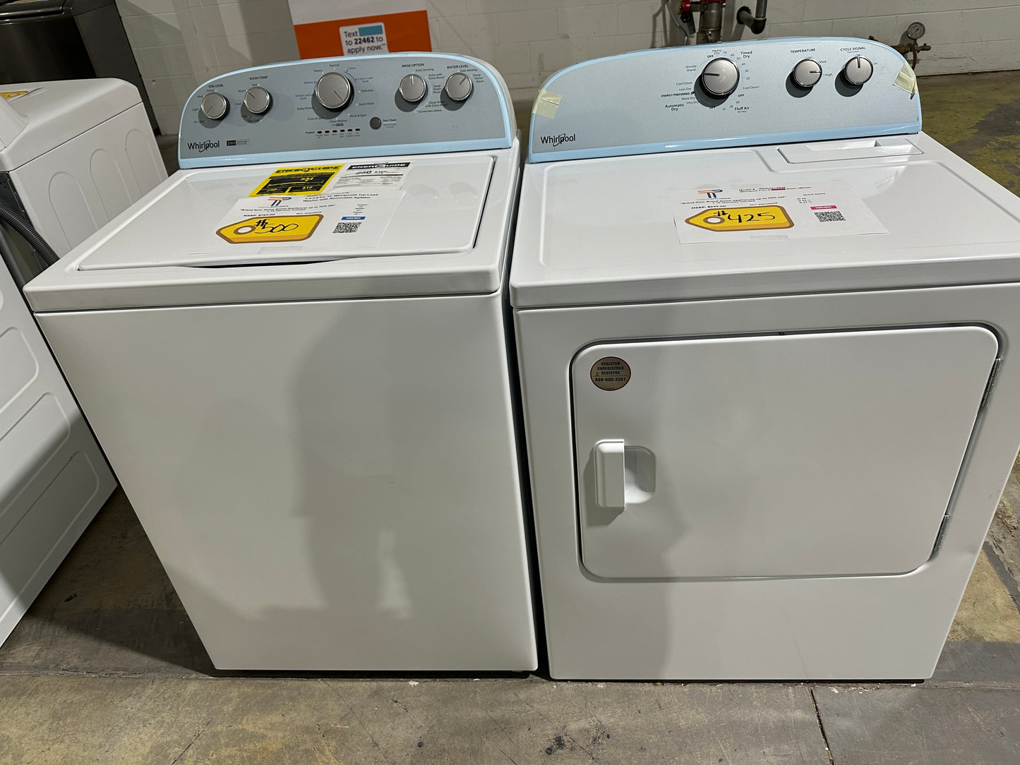 NEW WHIRLPOOL TOP LOAD WASHER ELECTRIC DRYER LAUNDRY SET WAS12294S DRY12240S