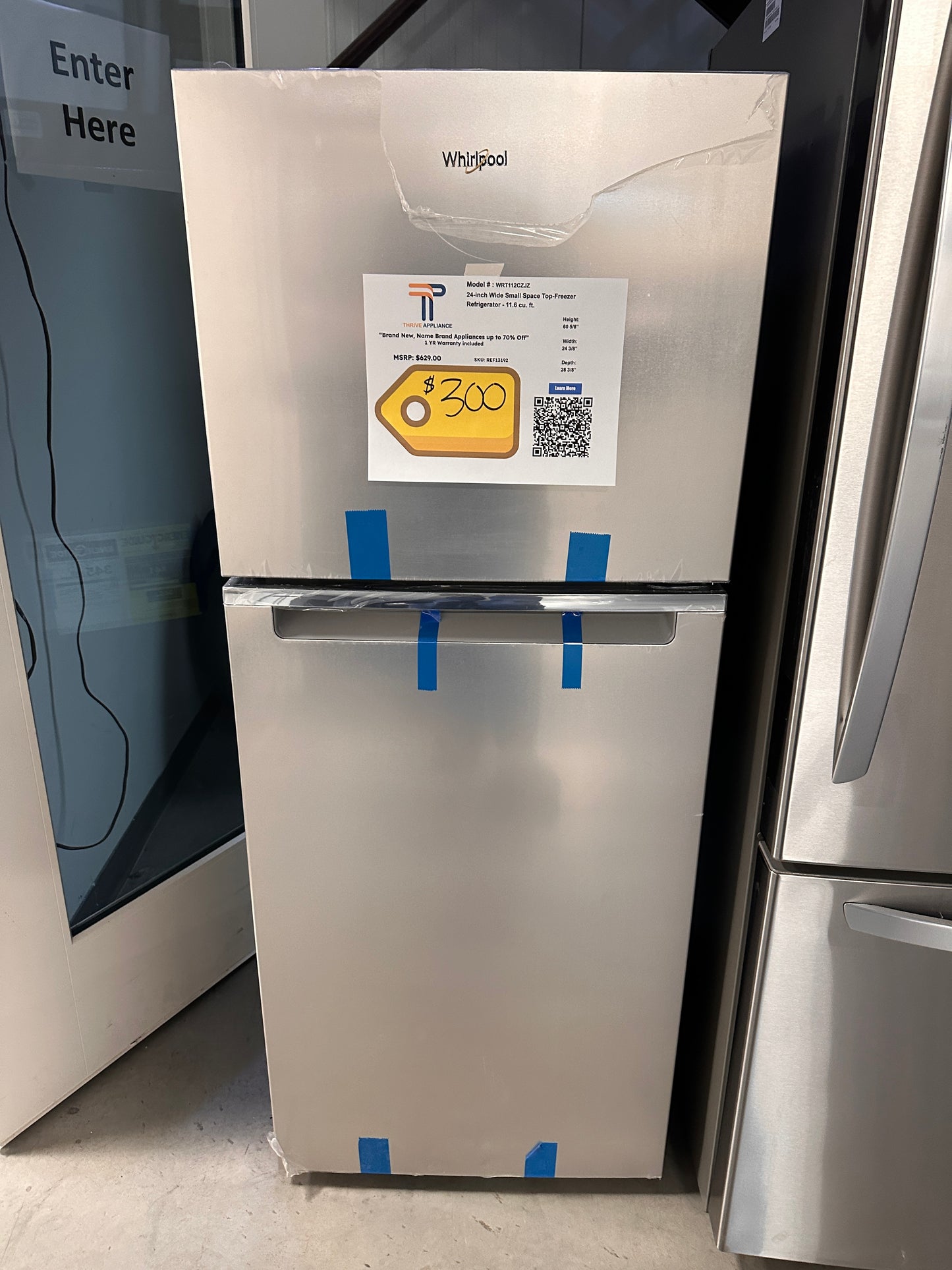 GREAT GARAGE FRIDGE WHIRLPOOL 11.6 CU FT REFRIGERATOR MODEL: WRT112CZJZ00 REF13192