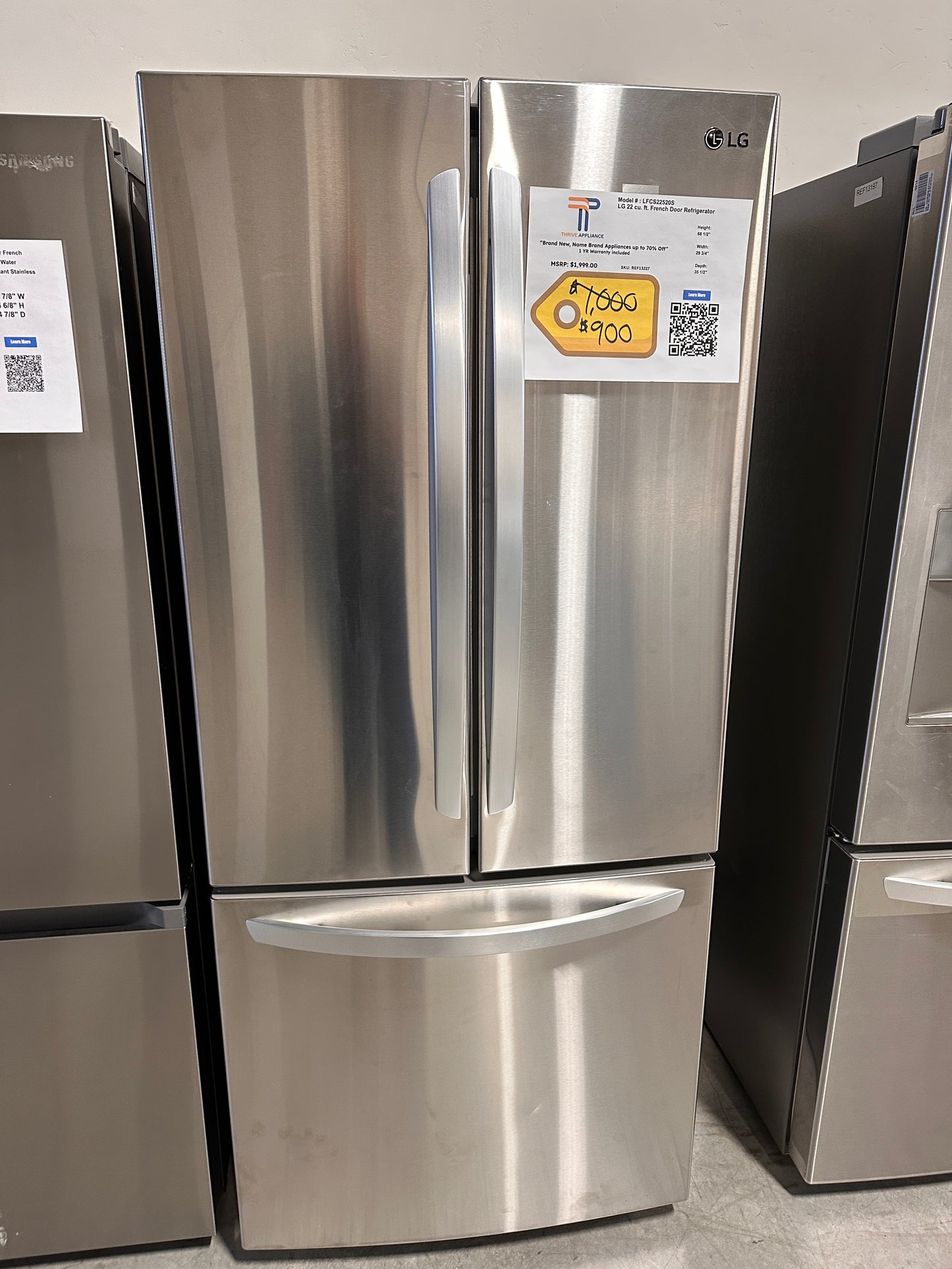 DISCOUNTED BRAND NEW LG FRENCH DOOR REFRIGERATOR MODEL: LFCS22520S REF13227