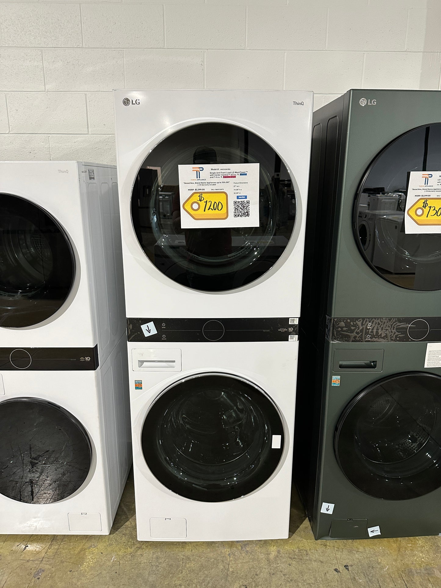 GREAT NEW LG WASHTOWER STACKED LAUNDRY SET MODEL: WKEX200HWA WAS12367S