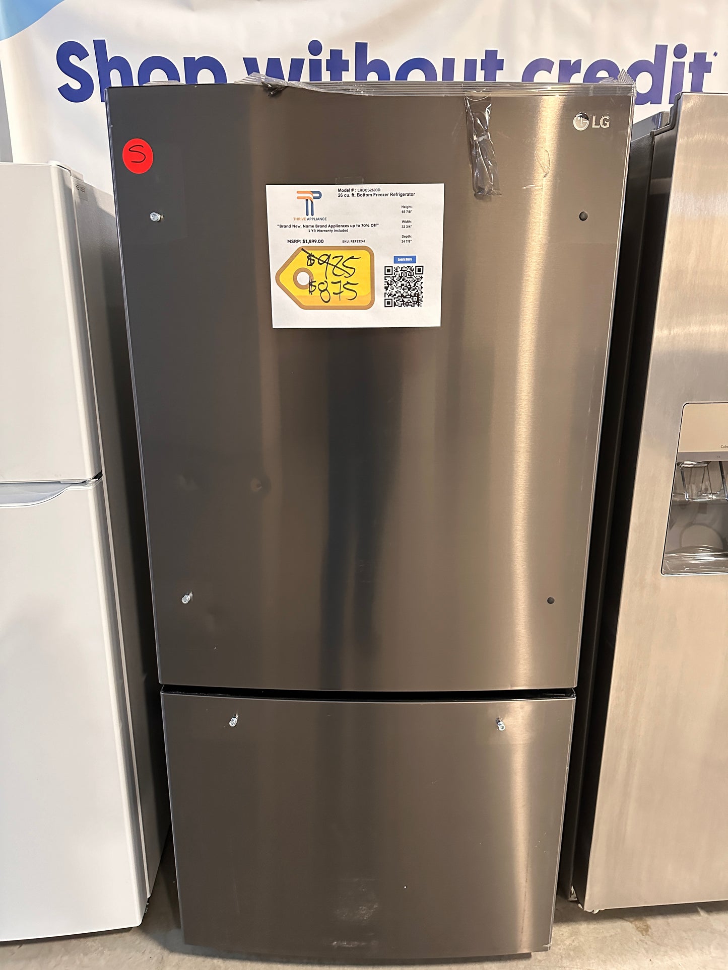 ON SALE BLACK STAINLESS STEEL BOTTOM FREEZER REFRIGERATOR MODEL: LRDCS2603D REF13247