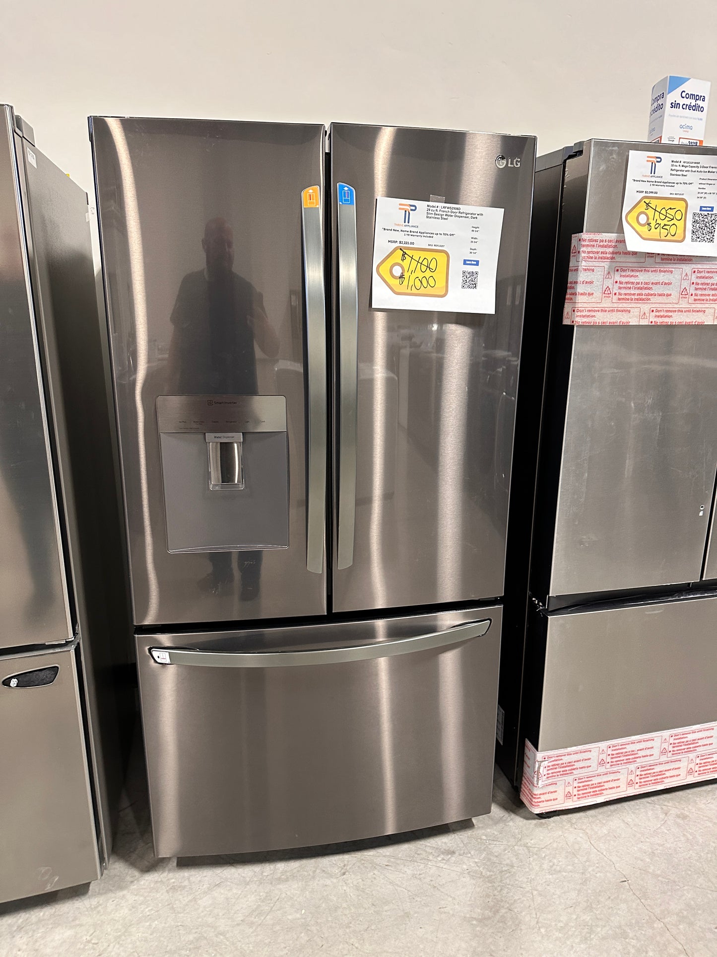 DISCOUNTED NEW LG FRENCH DOOR SMART REFRIGERATOR MODEL: LRFWS2906D REF13257