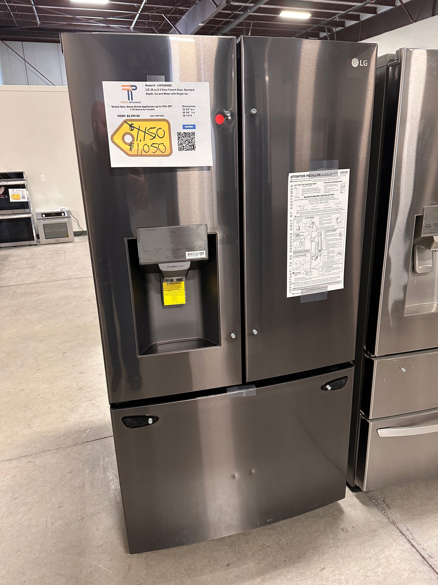 DISCOUNTED BLACK STAINLESS STEEL LG SMART REFRIGERATOR MODEL: LHFS28XBD REF13231