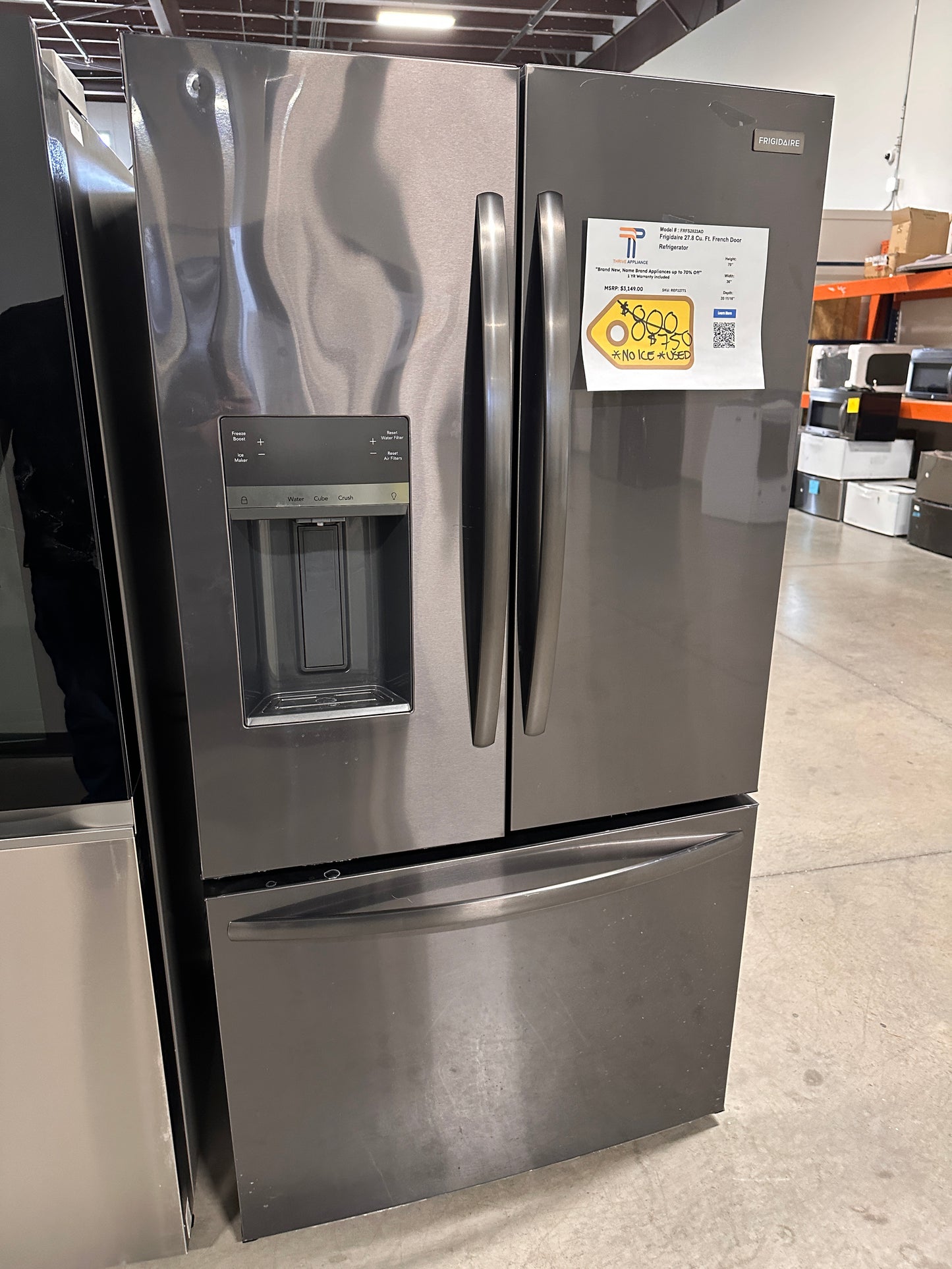 HEAVILY DISCOUNTED FRIGIDAIRE REFRIGERATOR - NO WATER, NO ICE - MODEL:FRFS2823AD REF12771