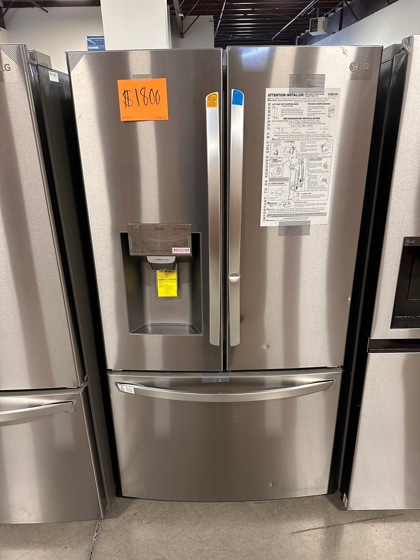 NEW STAINLESS STEEL LG FRENCH DOOR REFRIGERATOR - REF12657 LFXS26973S