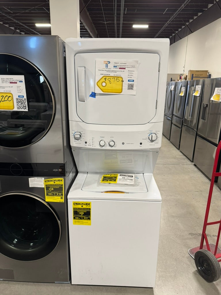 GE Unitized Spacemaker® 3.8 cu. ft. Capacity Washer with Stainless Steel Basket and 5.9 cu. ft. Capacity Electric Dryer MODEL: GUD27ESSMWW SKU: WAS10331R