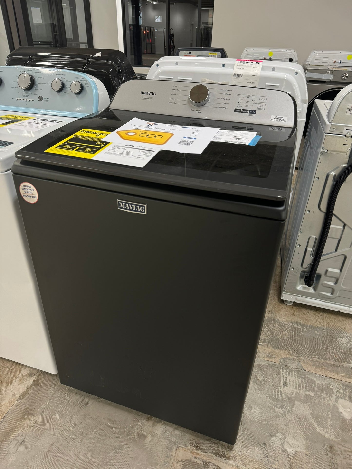 GREAT NEW MAYTAG TOP LOAD WASHER WITH PET PRO SYSTEM MODEL: MVW6500MBK  WAS10041R