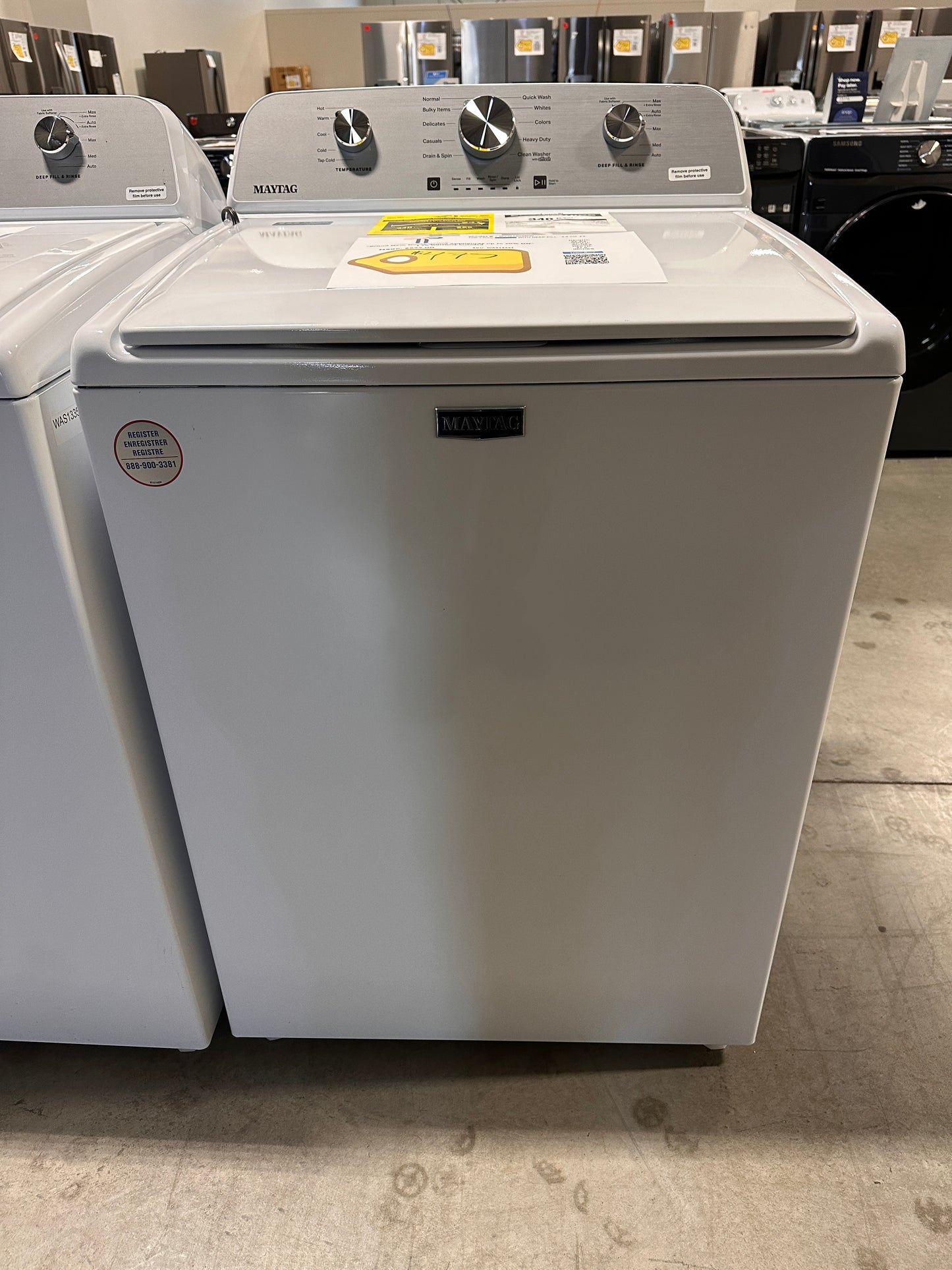 DEEP FILL MAYTAG TOP LOAD WASHING MACHINE MODEL: MVW4505MW WAS13351