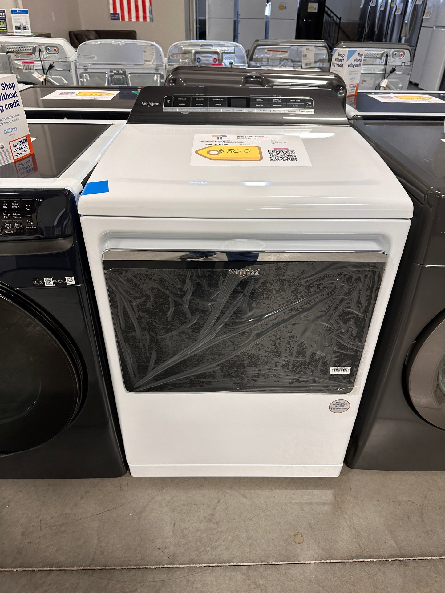 ON SALE GREAT NEW WHIRLPOOL SMART ELECTRIC DRYER MODEL: WED8127LW DRY12651