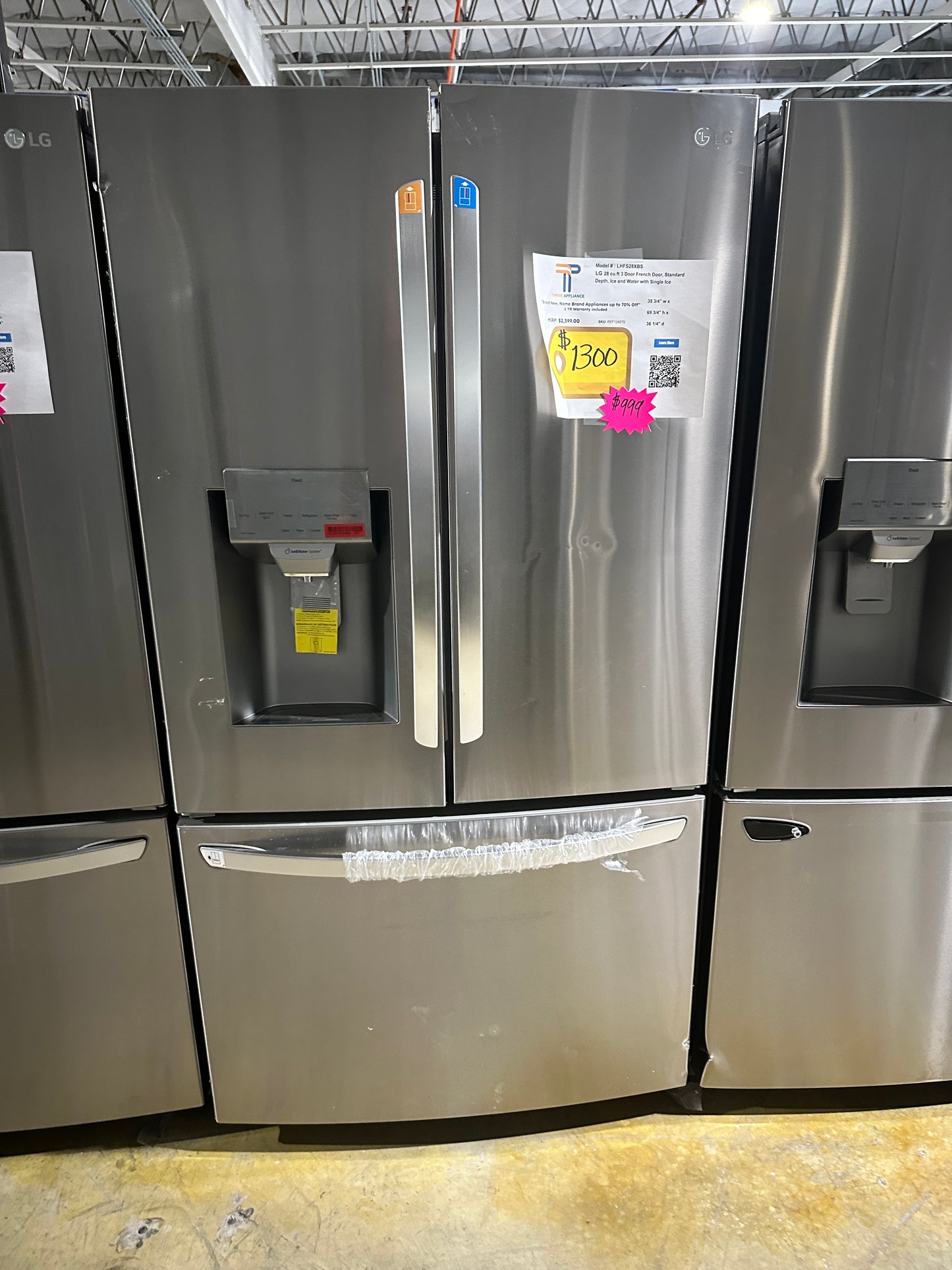 BRAND NEW LG 17.7 CU FT SMART FRENCH DOOR REFRIGERATOR MODEL: LHFS28XBS REF12457S