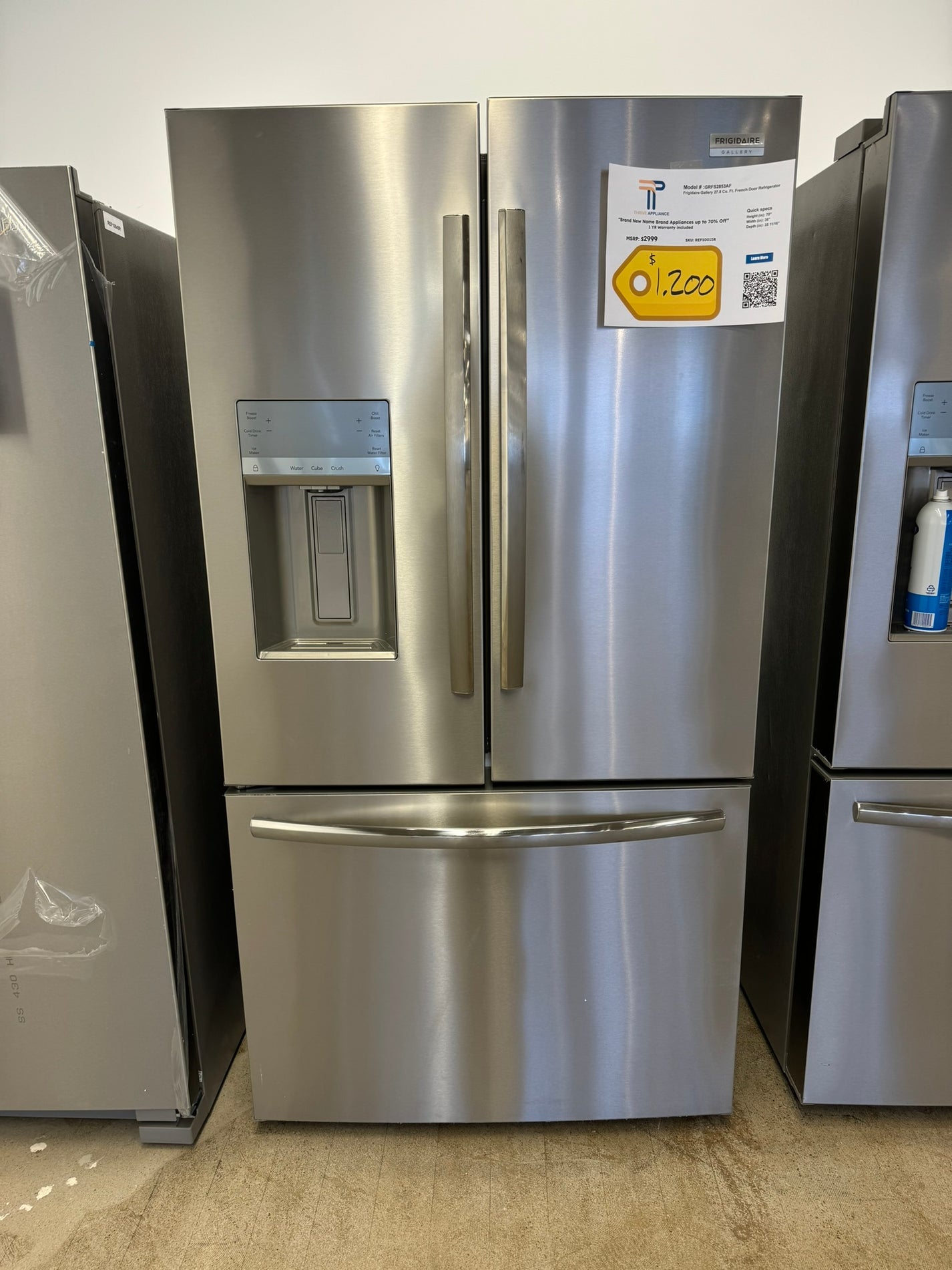 GREAT FRIGIDAIRE GALLERY FRENCH DOOR REFRIGERATOR MODEL: GRFS2853AF RE ...