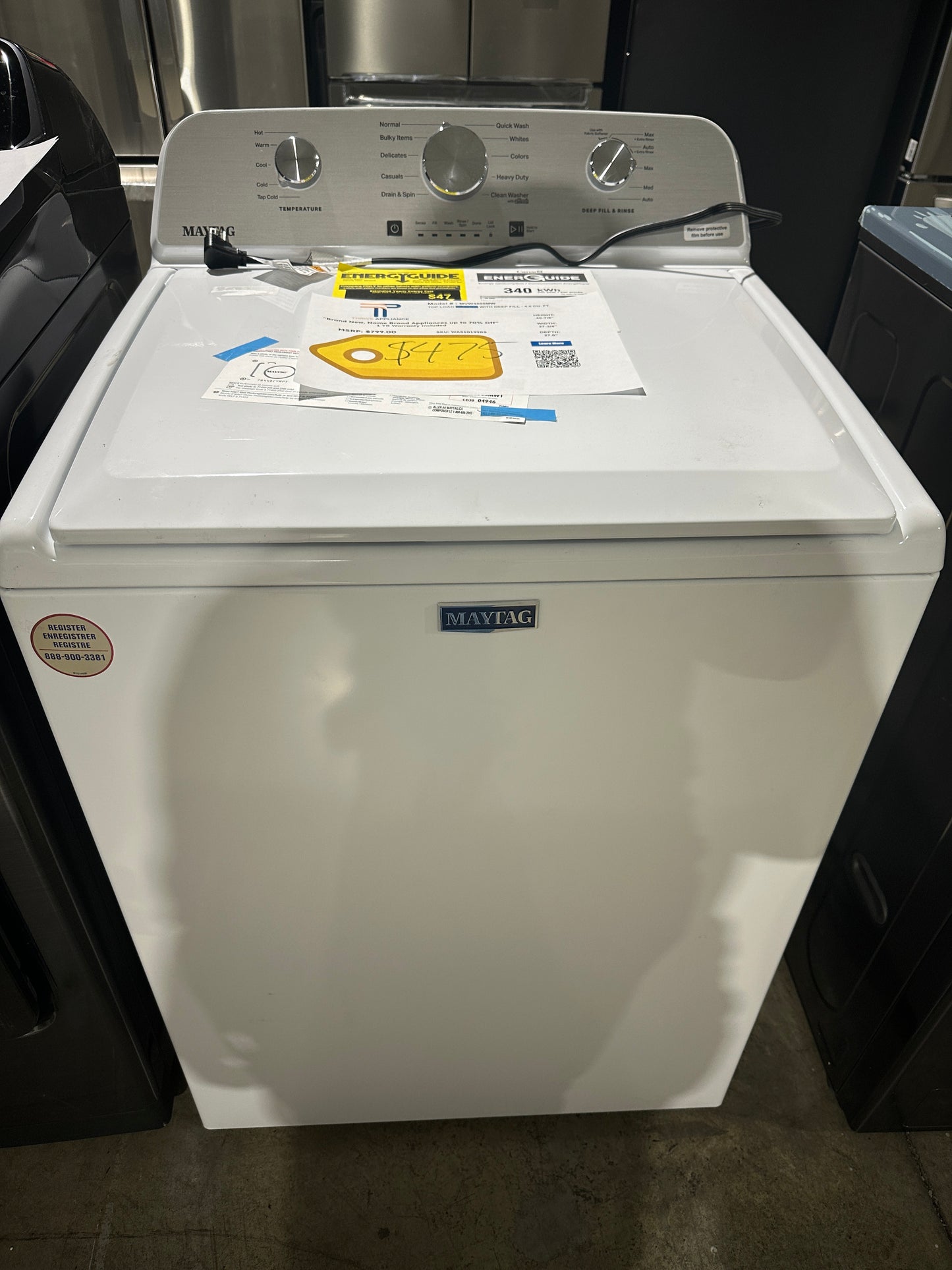 New Maytag Top Load Washer with Deep Fill MODEL: MVW4505MW WAS10199RS