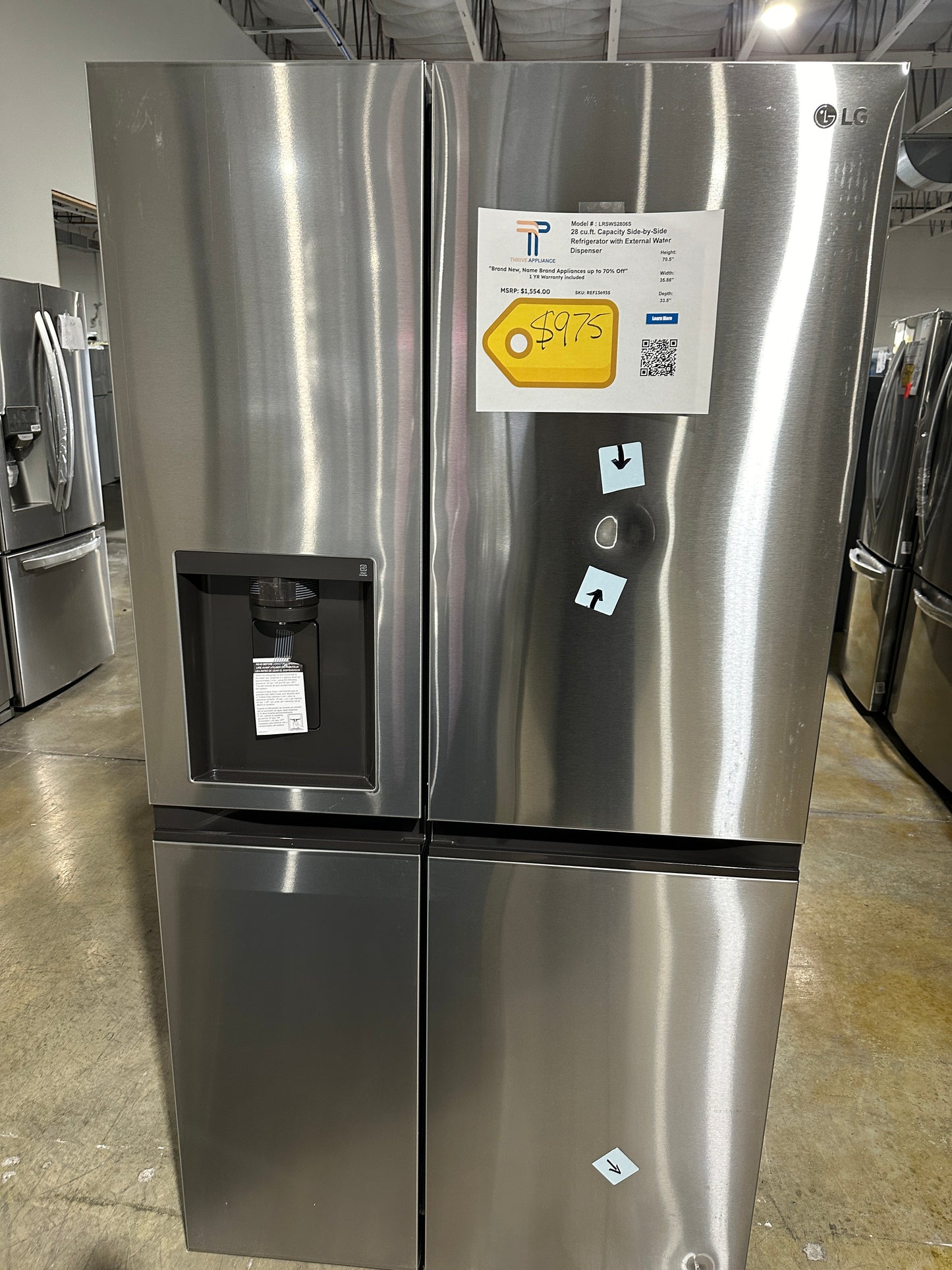 Great New LG 27.6 Cu ft Side by Side Refrigerator MODEL: LRSWS2806S REF13693S