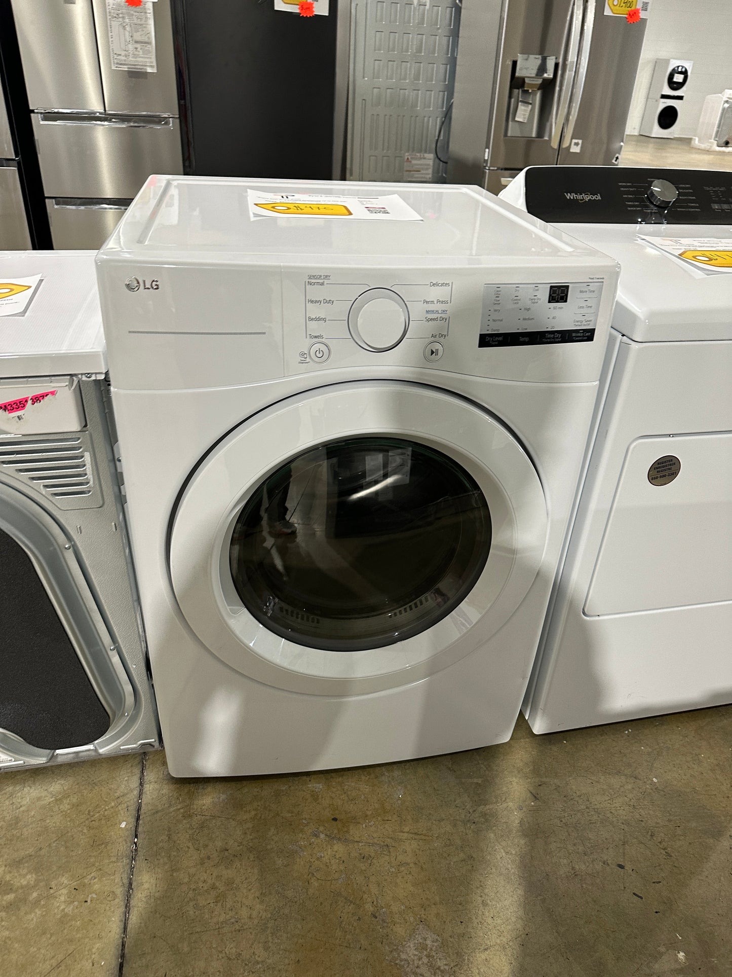 LG - 7.4 Cu. Ft. Stackable Electric Dryer with FlowSense - White MODEL: DLE3400W DRY13019S