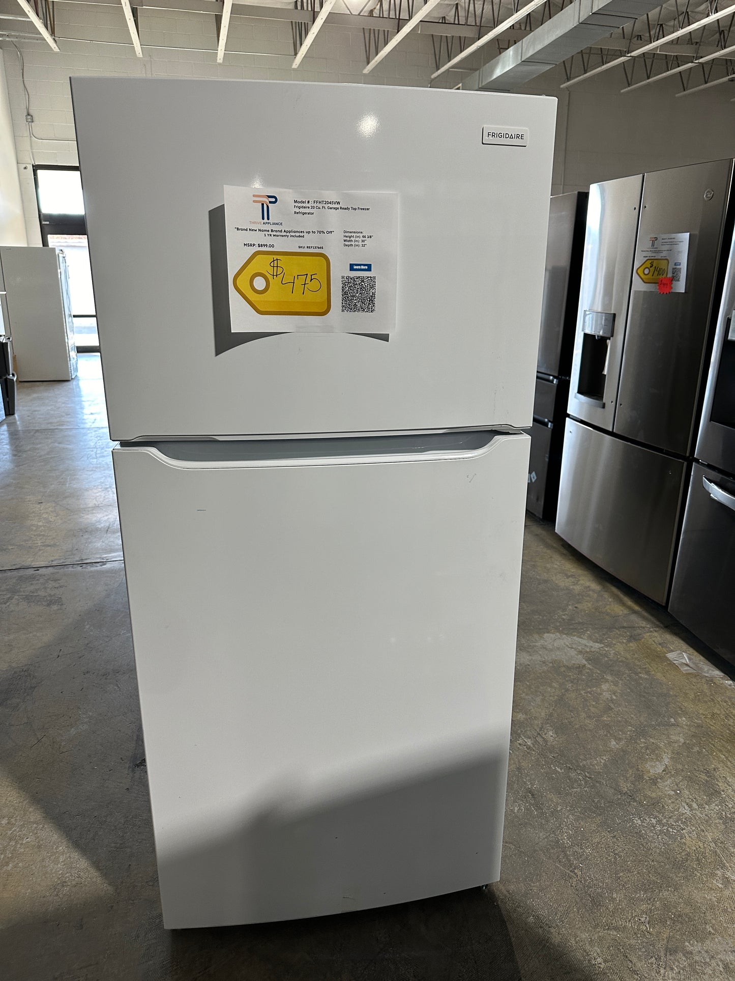 Brand New Frigidaire - 20 Cu. Ft. Top Freezer Refrigerator - White MODEL: FFHT2045VW REF13766S