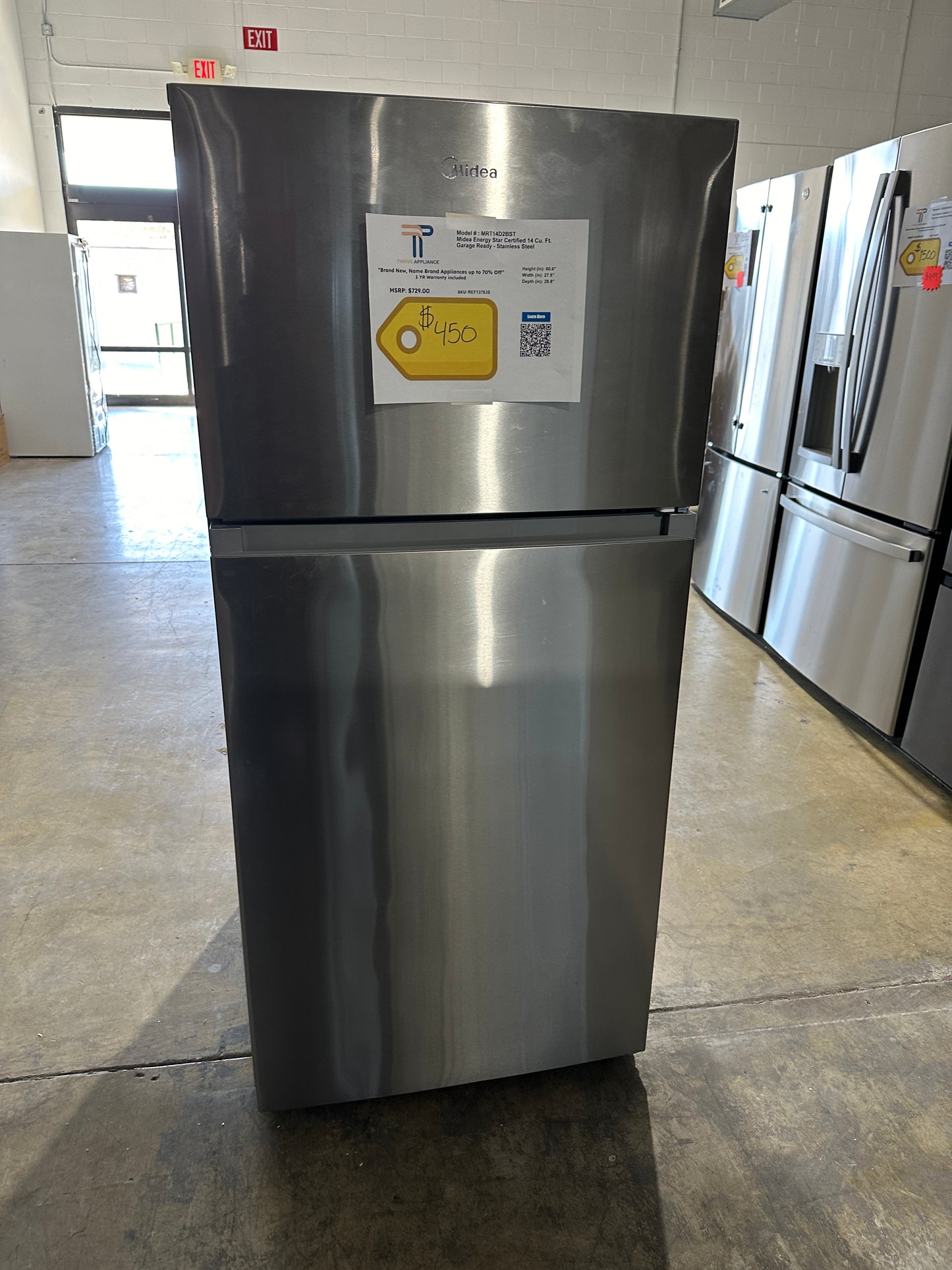 GREAT NEW MIDEA TOP-FREEZER REFRIGERATOR MODEL: MRT14D2BST REF13763S