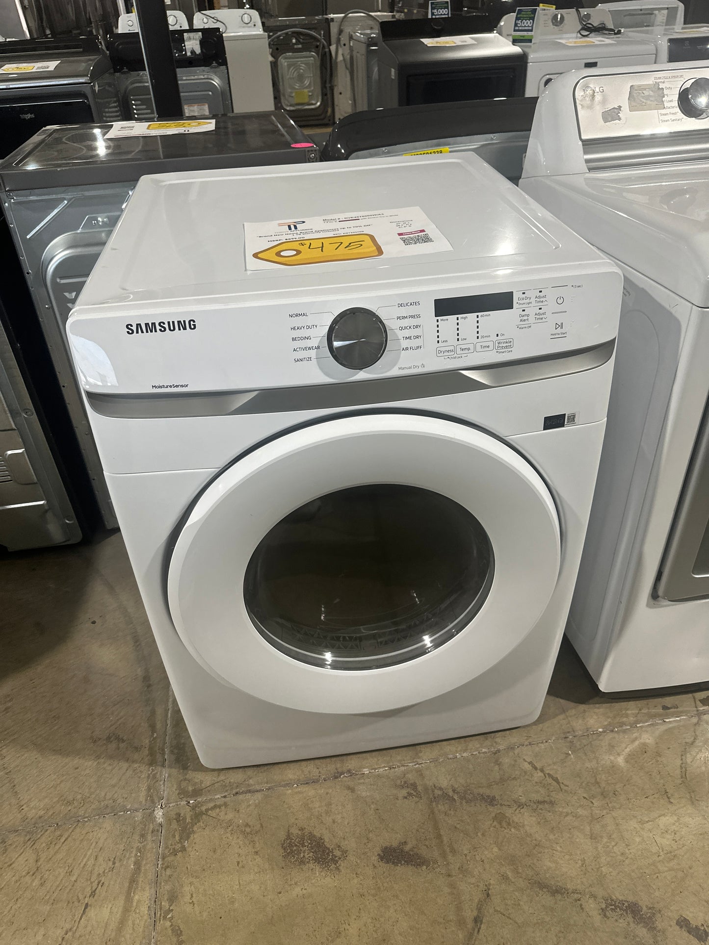 New Samsung 7.5 cu. ft. Electric Dryer with Sensor Dry MODEL: DVE45T6000W DRY10170Rs