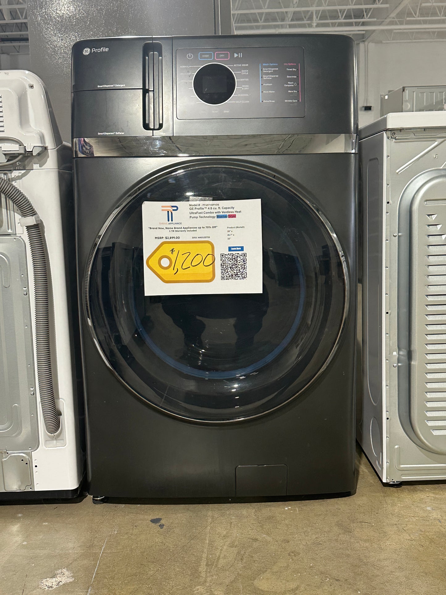 GE Profile UltraFast Combo with Ventless Heat Pump Washer/Dryer MODEL: PFQ97HSPVDS WAS12273S