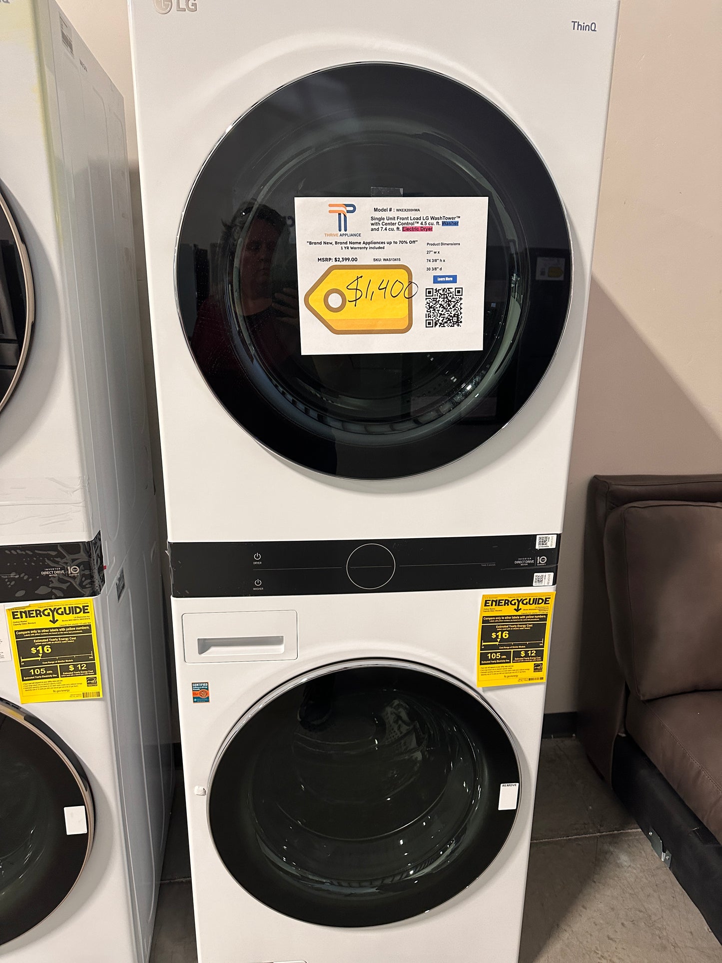 GREAT NEW LG STACKED LAUNDRY CENTER MODEL: WKEX200HWA WAS13415