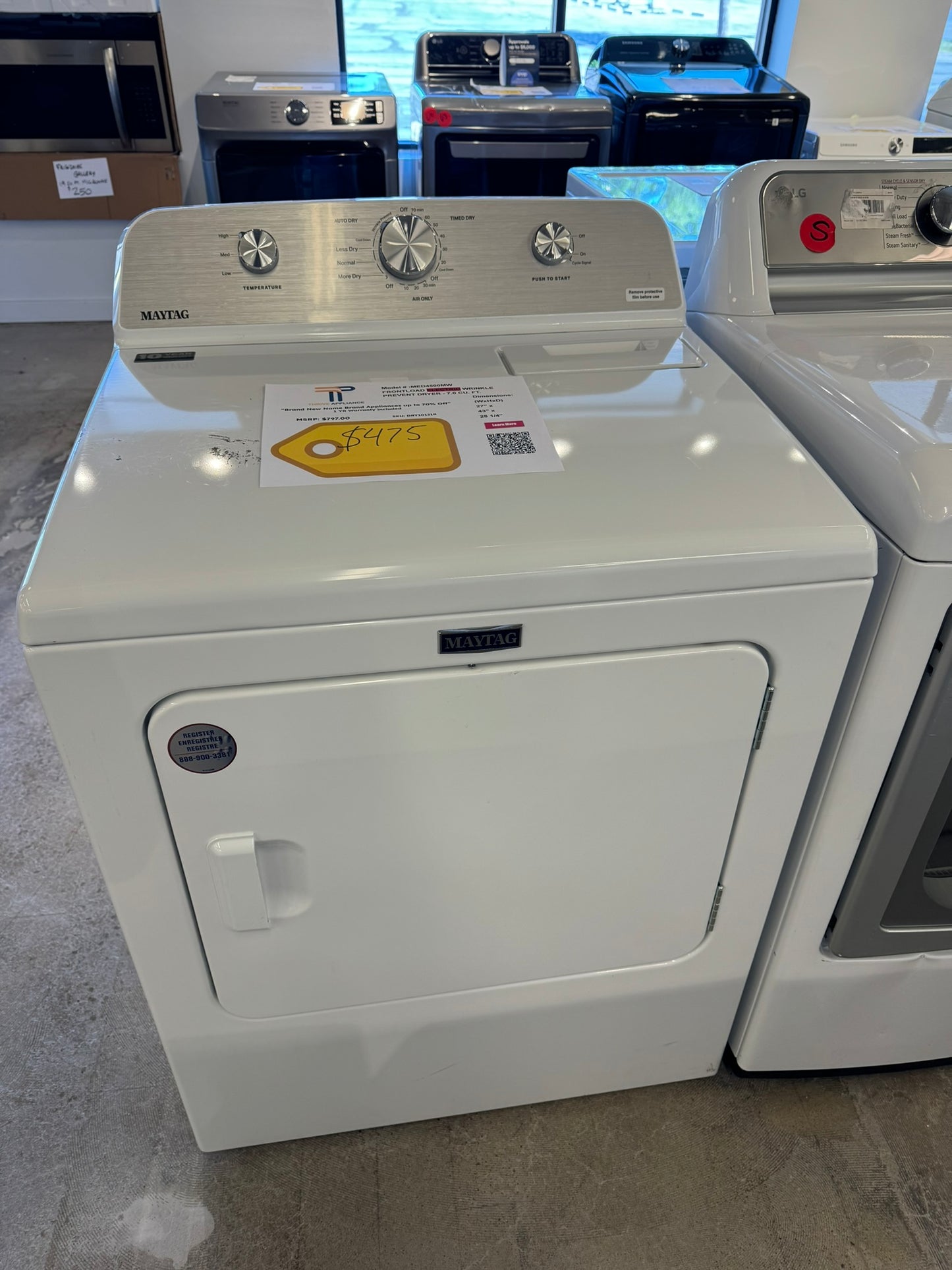 BRAND NEW MAYTAG ELECTRIC DRYER MODEL: MED4500MW DRY10121R