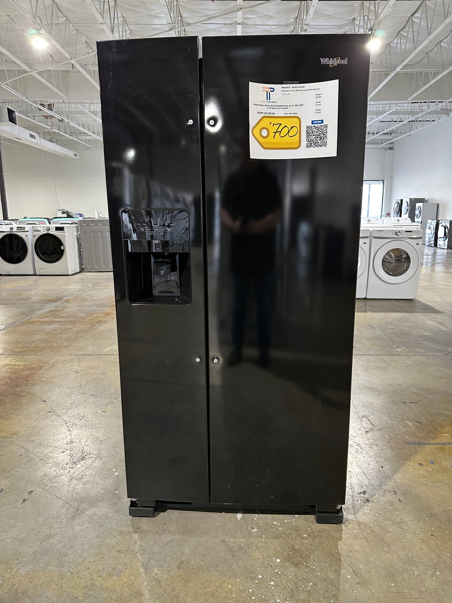 LOW PRICE! Whirlpool 33-inch Wide Side-by-Side Refrigerator MODEL: WRS321SDHB REF13826S