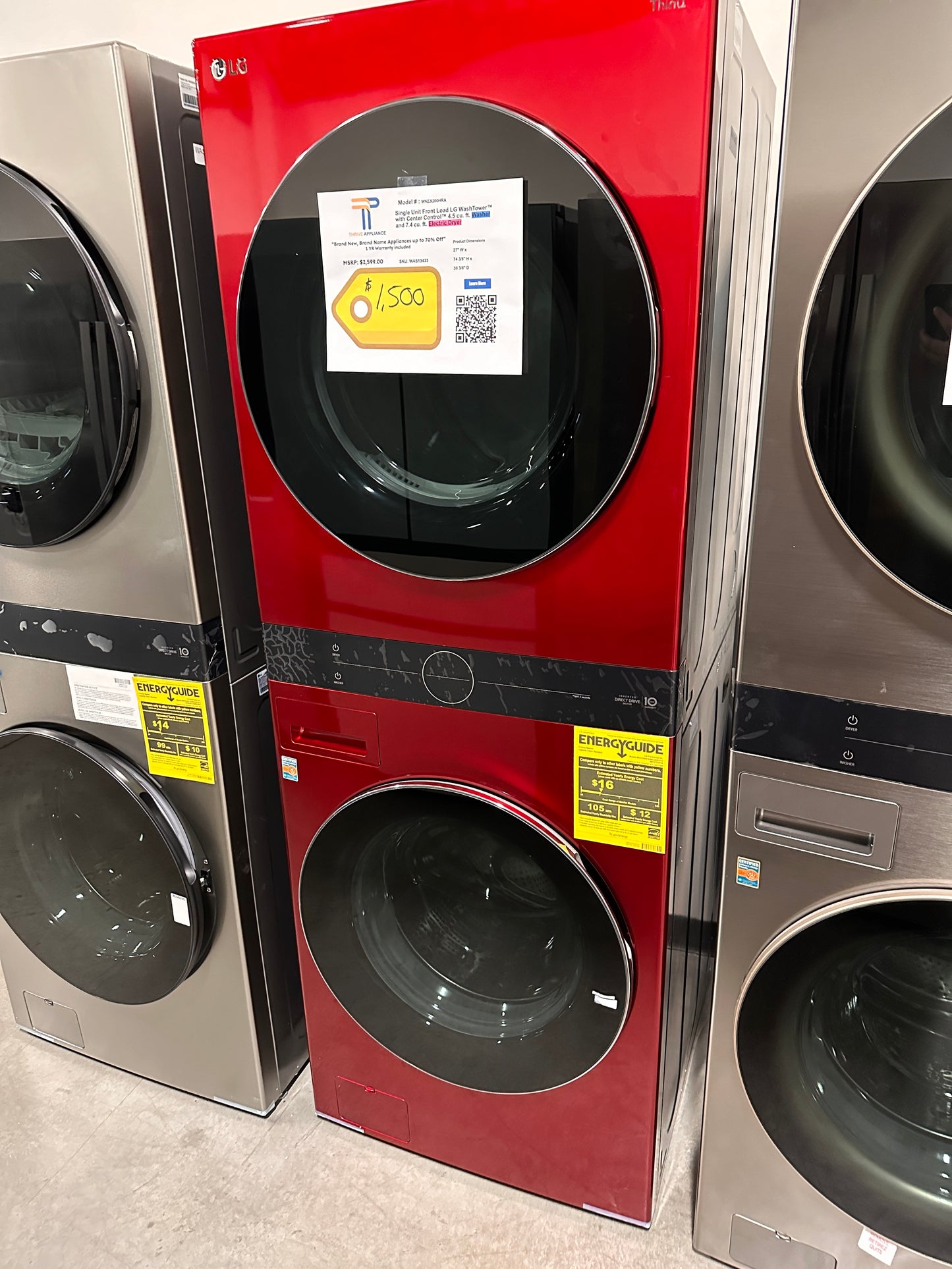 GORGEOUS BRAND NEW RED LG SMART WASHTOWER MODEL: WKEX200HRA WAS13433