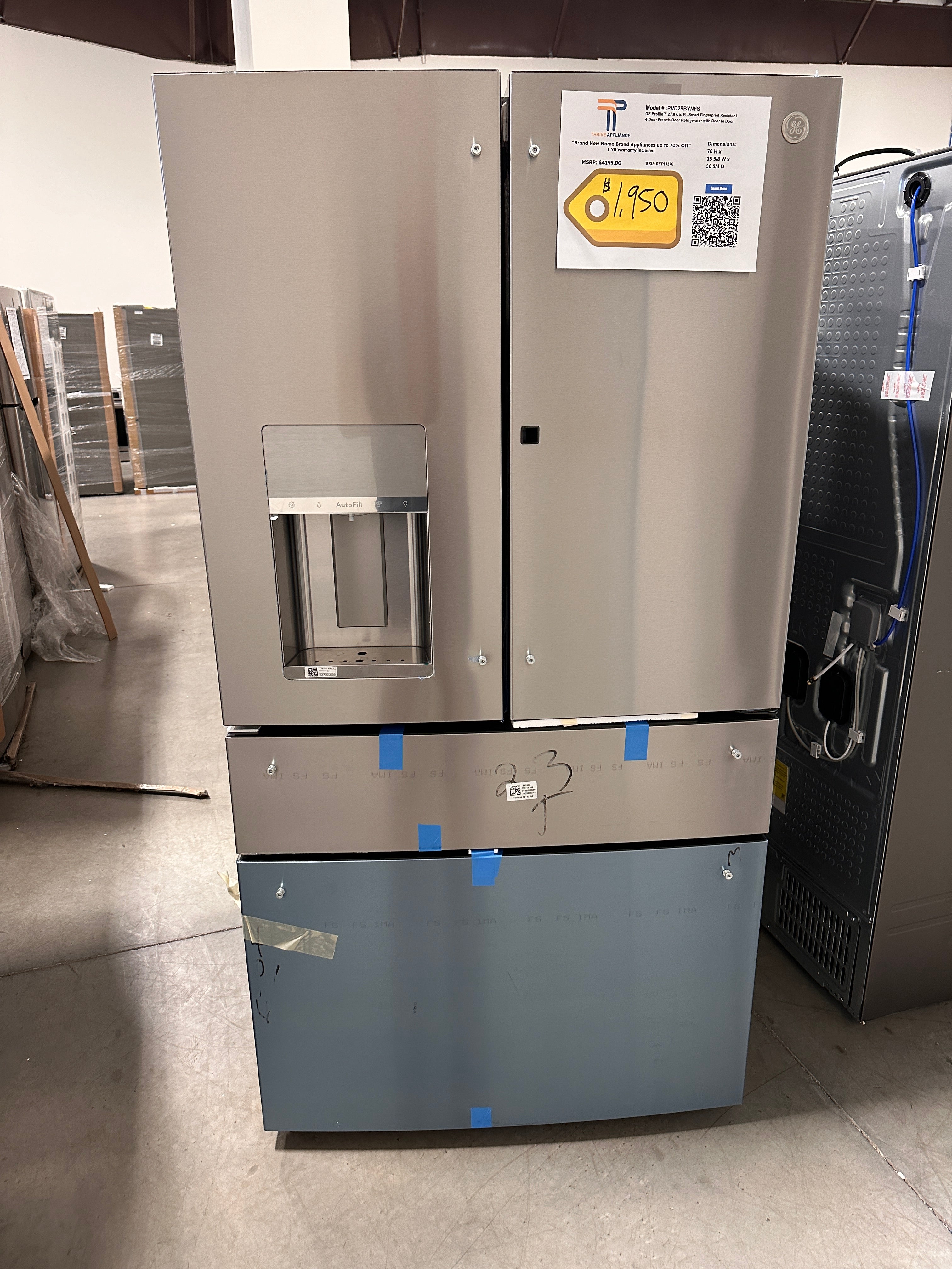 GREAT NEW GE PROFILE FRENCH DOOR SMART REFRIGERATOR MODEL PVD28BYNFS