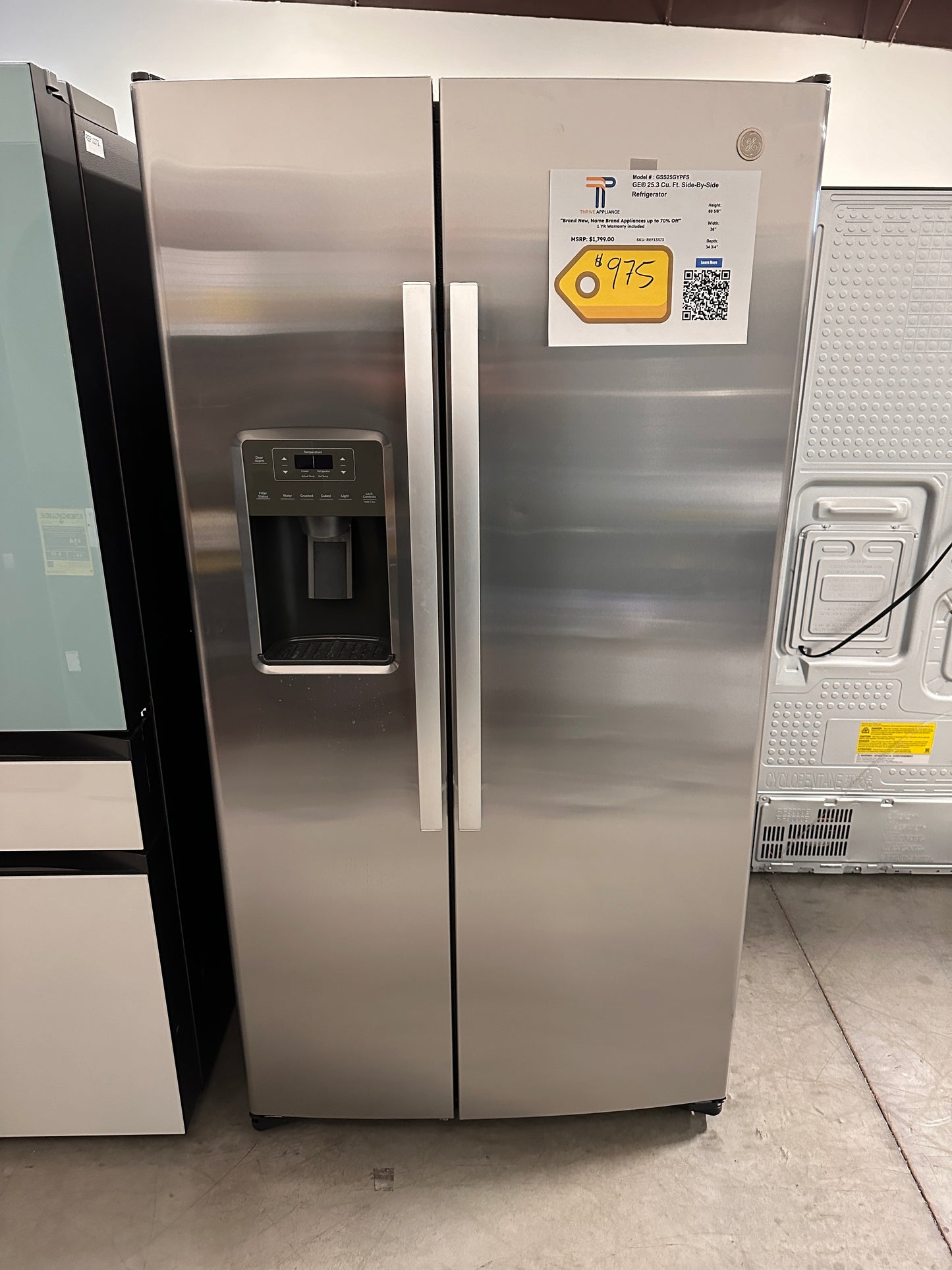 GREAT NEW GE SIDE-BY-SIDE REFRIGERATOR MODEL: GSS25GYPFS REF13373