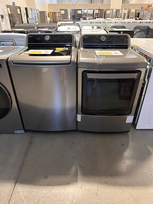 GREAT GRAPHITE STEEL LG TOP LOAD WASHER ELECTRIC DRYER LAUNDRY SET WAS13451 DRY12694