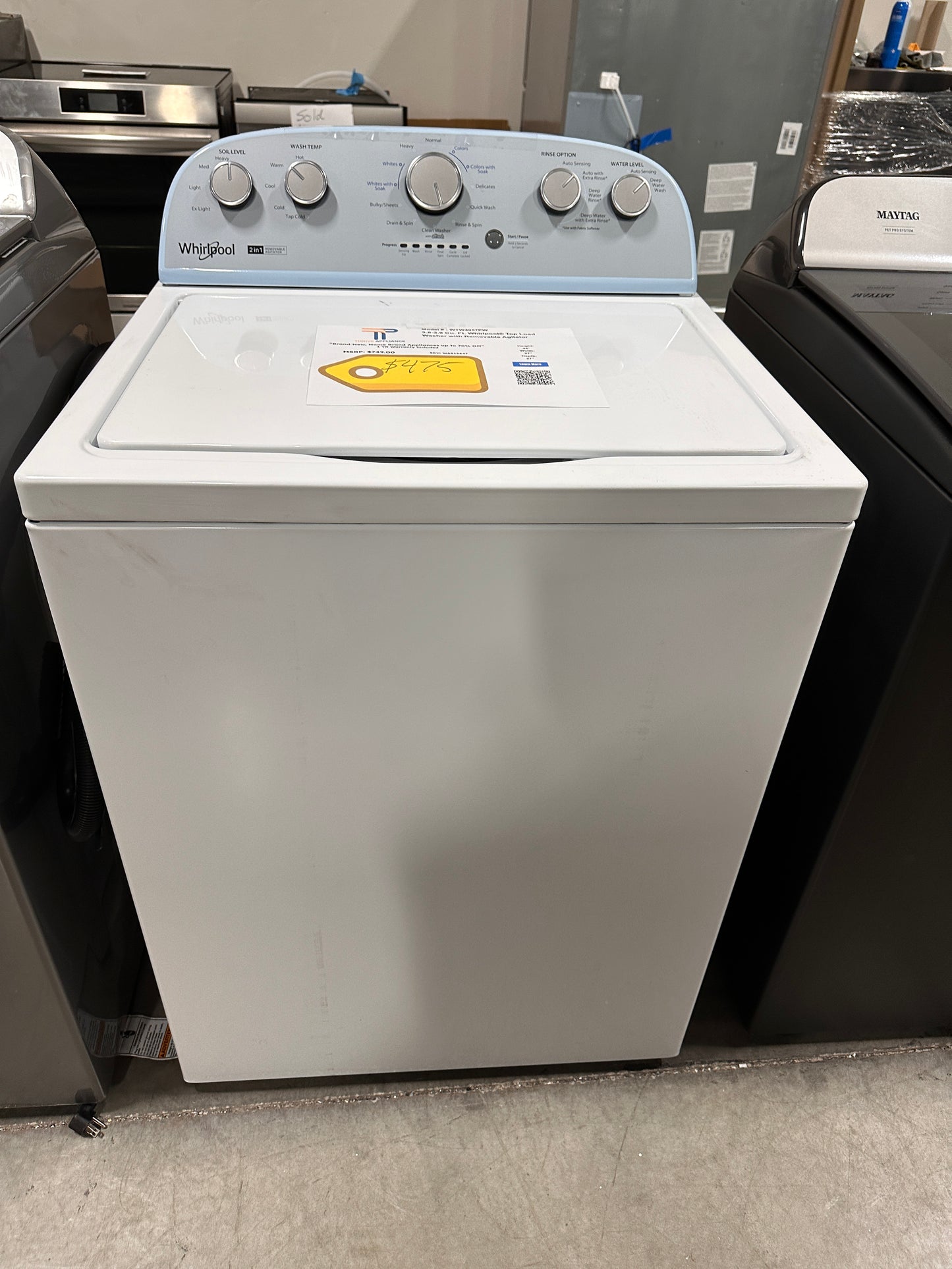 GREAT NEW WHIRLPOOL WHITE TOP LOAD WASHER MODEL: WTW4957PW WAS13447