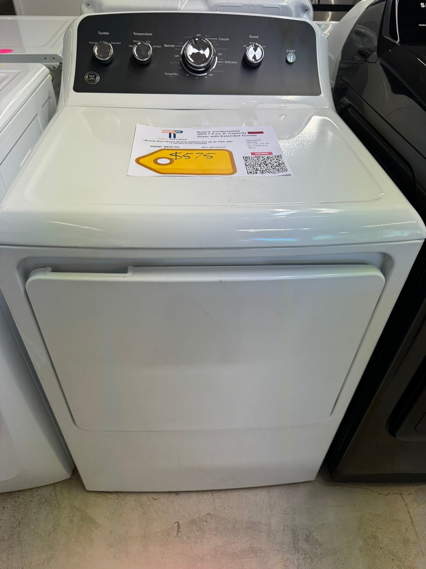 NEW GE GAS DRYER WITH AUTO DRY MODEL: GTD48GASWWB DRY10131R