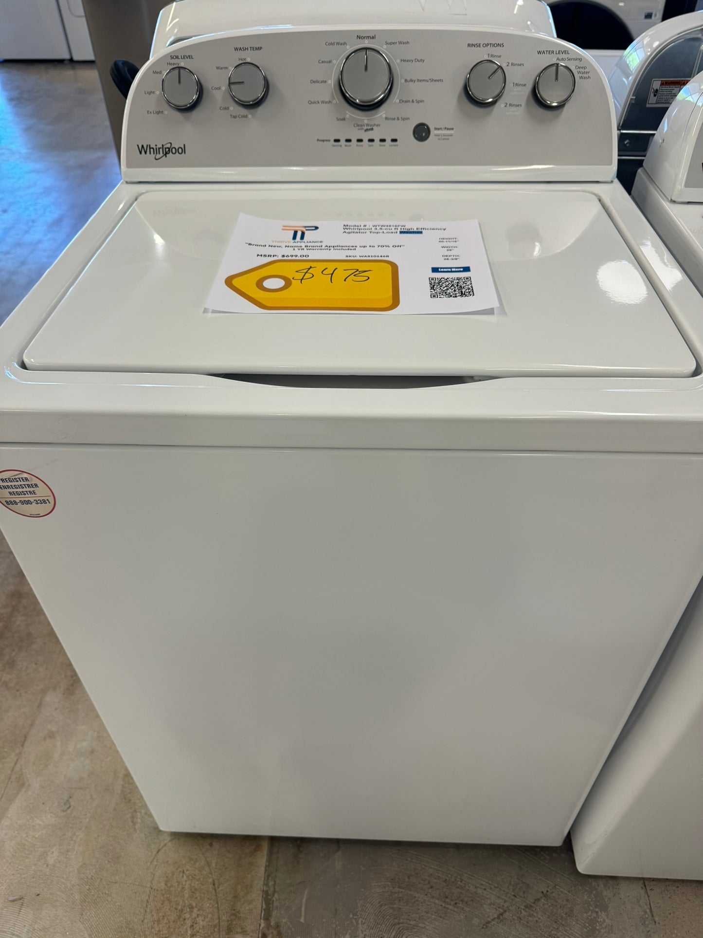 WHIRLPOOL NEW TOP LOADING WASHING MACHINE MODEL: WTW4816FW WAS10146R